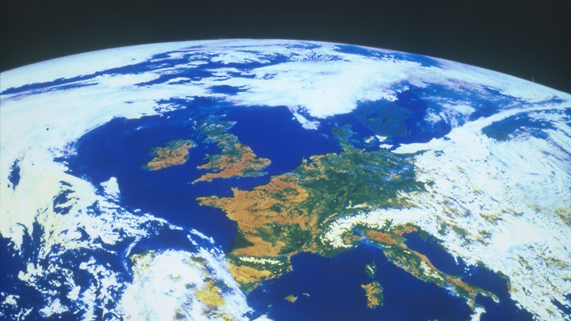 Europe seen from a satellite, circa 1980s. (Photo by Heritage Space/Heritage Images/Getty Images) - Credit: Getty Images