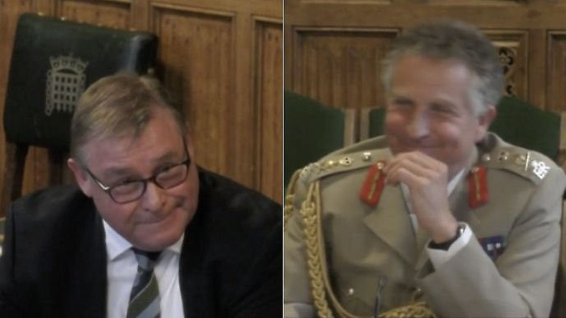 Mark Francois (left) and army general Nick Carter (right). Photograph: Parliament TV. - Credit: Archant