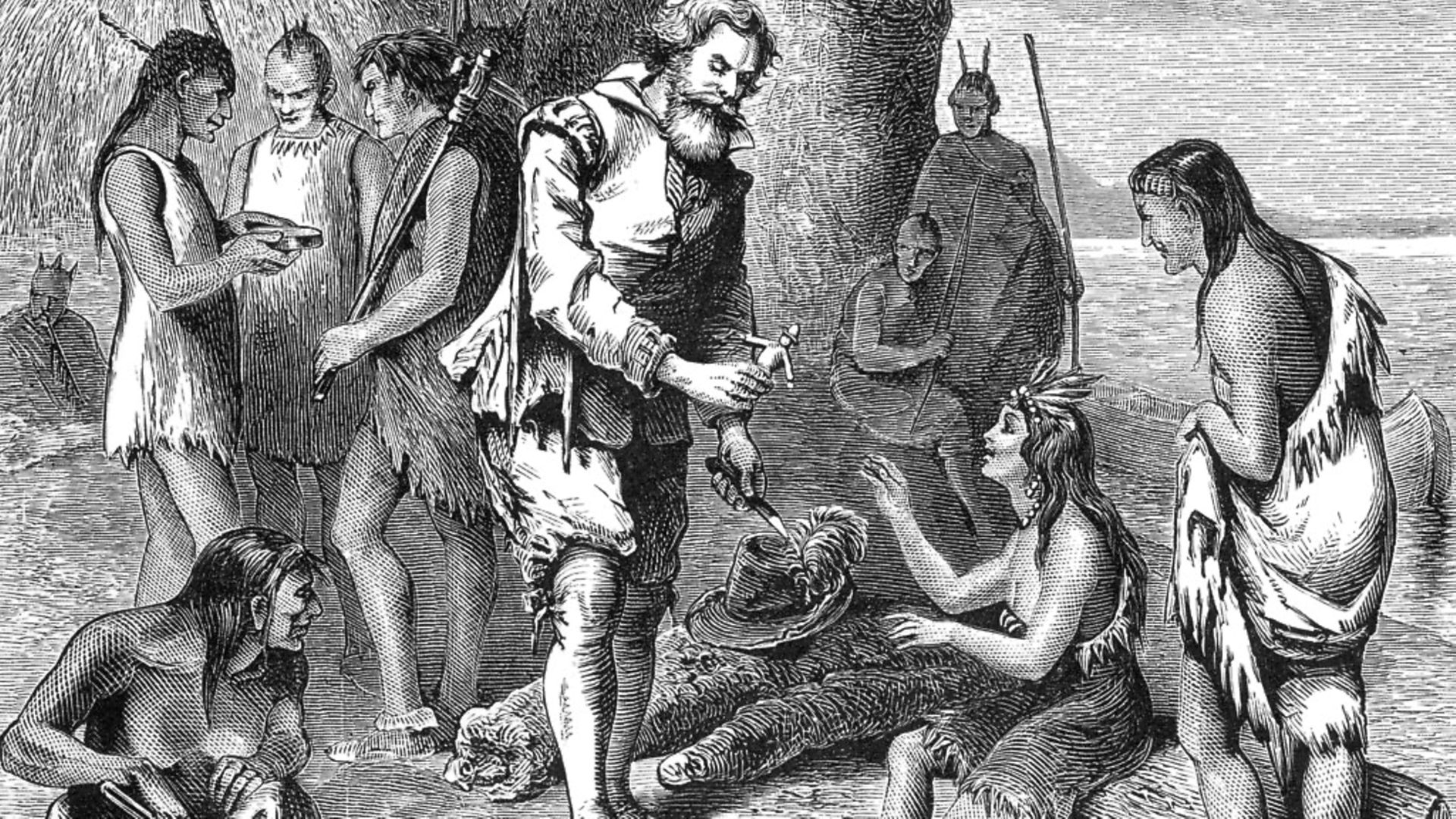 John Smith (1530-1631). English soldier, explorer, cartographer, colonial administrator. Captured in the Jamestown, Virginia colony by Chief Powhatan, saved by Pocahontas. Photo: Archive Photos/Getty Images - Credit: Getty Images