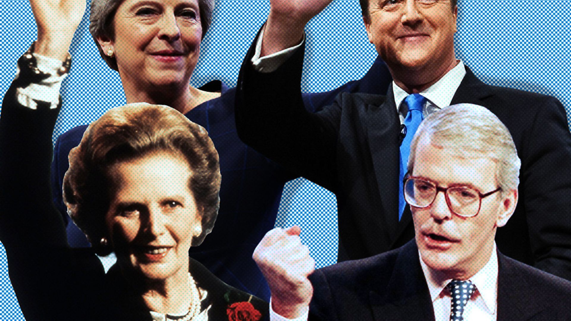 Conservative prime ministers Margaret Thatcher, Theresa May, David Cameron and John Major. Photographs: PA. - Credit: Press Association