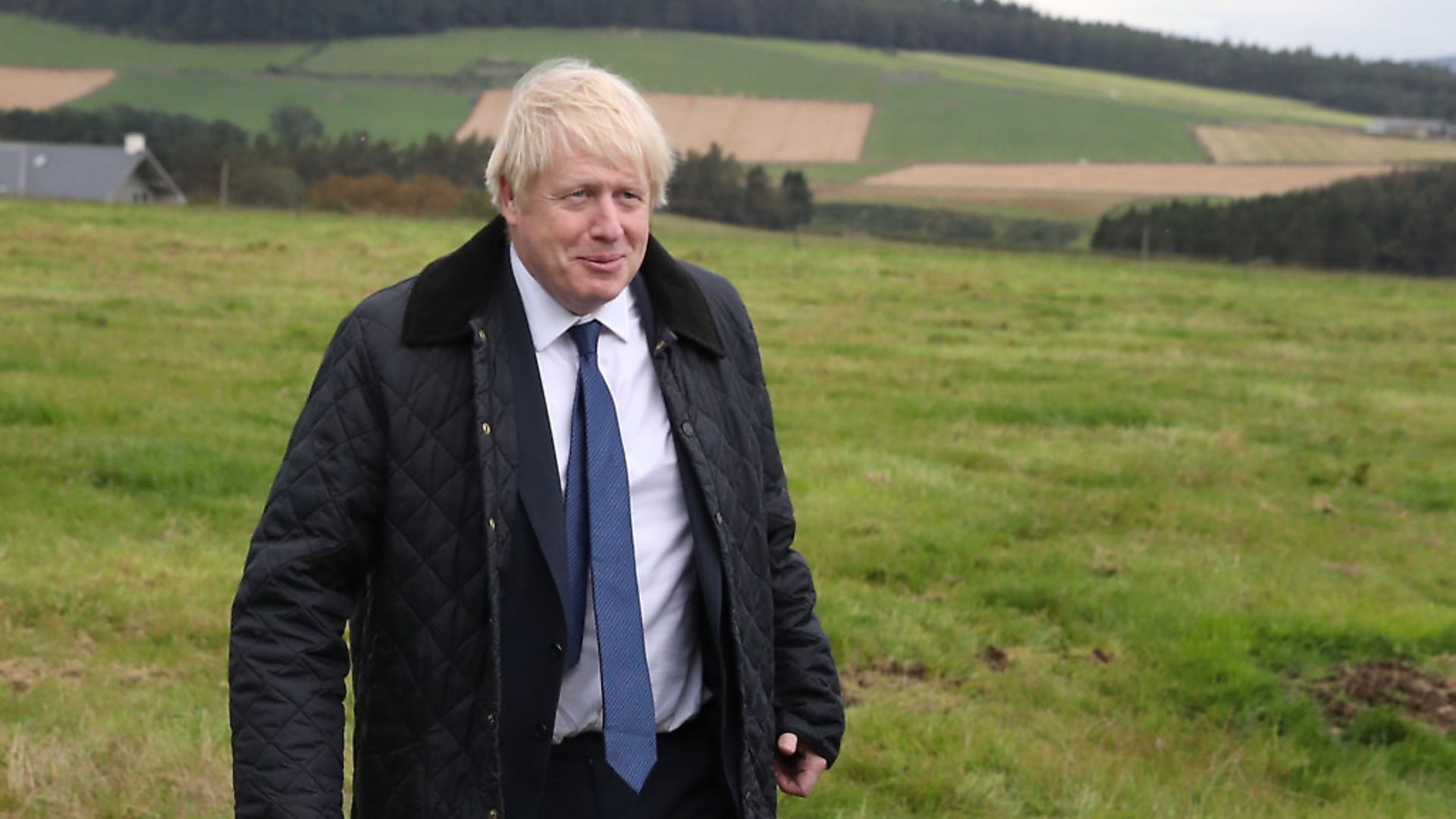 Prime Minister Boris Johnson during a visit to Darnford Farm in Banchory near Aberdeen. Photograph: Andrew Milligan/PA. - Credit: PA Wire/PA Images