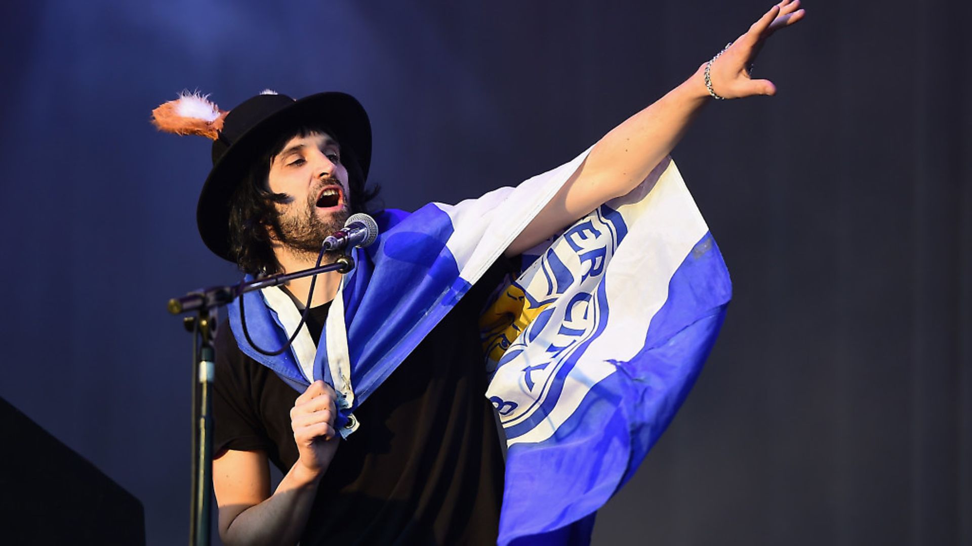 Sergio Pizzorno of Kasabian performs during the Leicester City Barclays Premier League winners bus parade on May 16, 2016 in Leicester. Photo by Laurence Griffiths/Getty Images - Credit: Getty Images