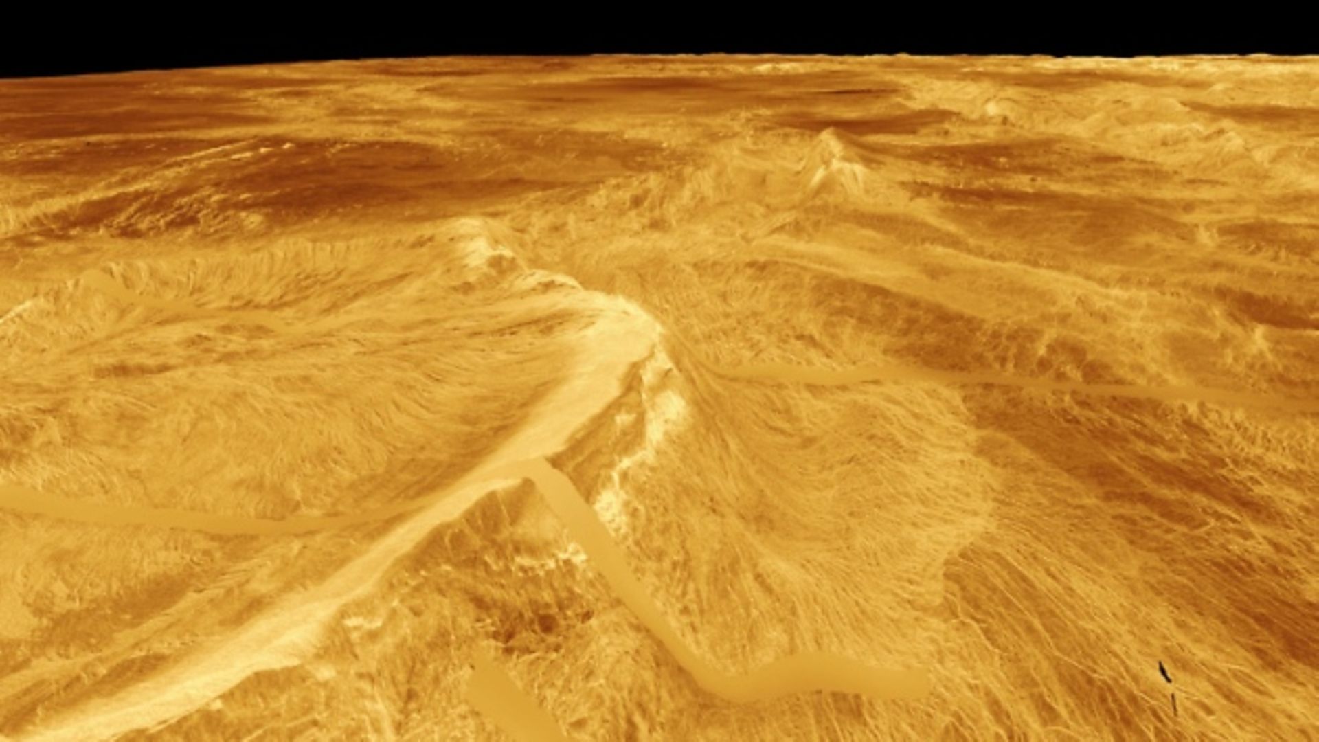 This computer-generated perspective view of Latona Corona and Dali Chasma on Venus shows Magellan radar data superimposed on topography. (Photo by: Photo12/Universal Images Group via Getty Images) - Credit: Photo12/Universal Images Group via Getty Images
