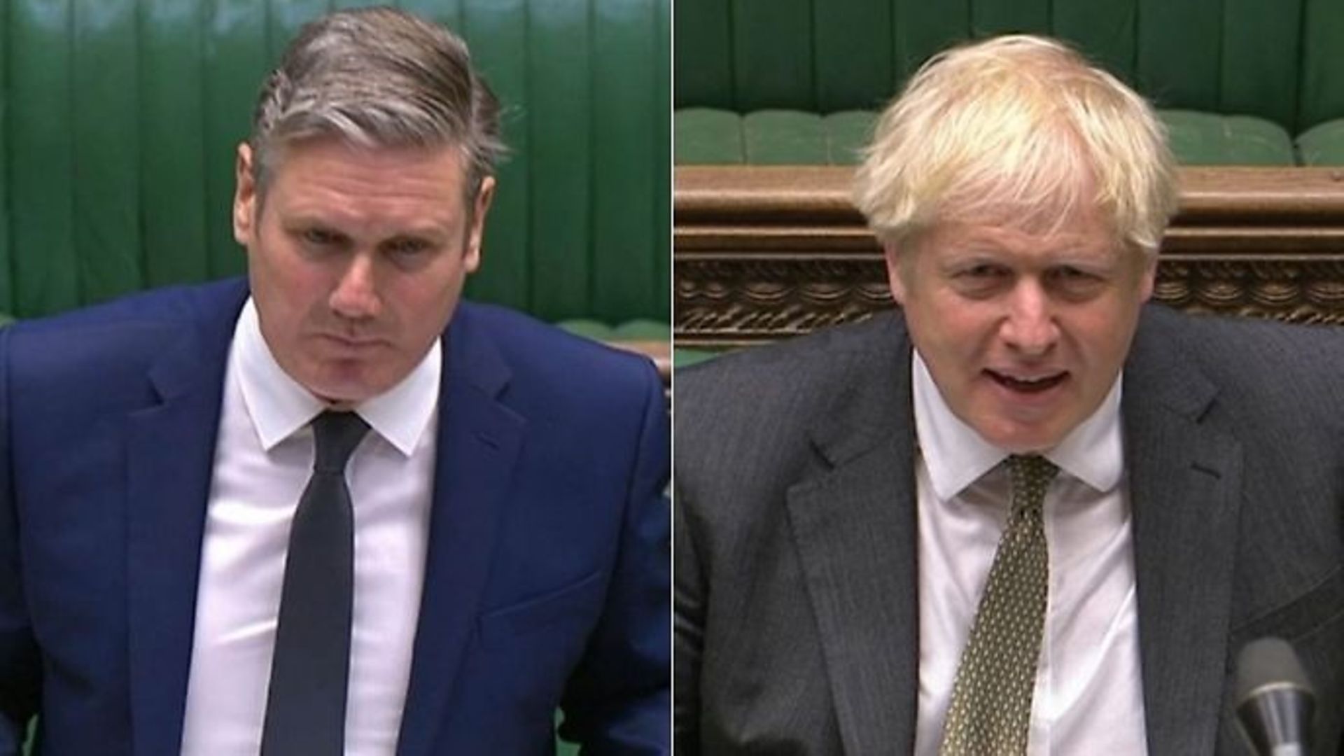 Labour leader Sir Keir Starmer (L) and Boris Johnson in the House of Commons.