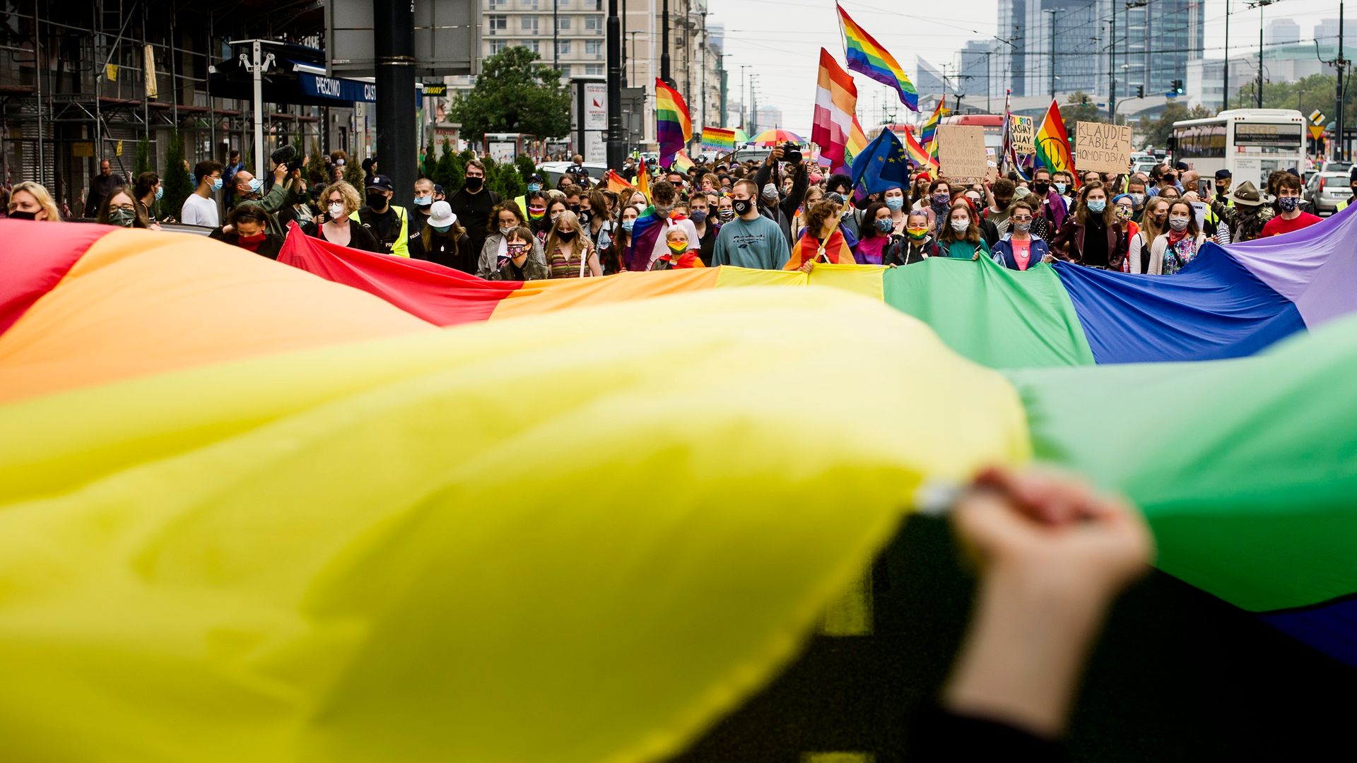 Anti-discrimination march of LGBTQ+ supporters in Warsaw. - Credit: Piotr Lapinski/NurPhoto via Getty Images