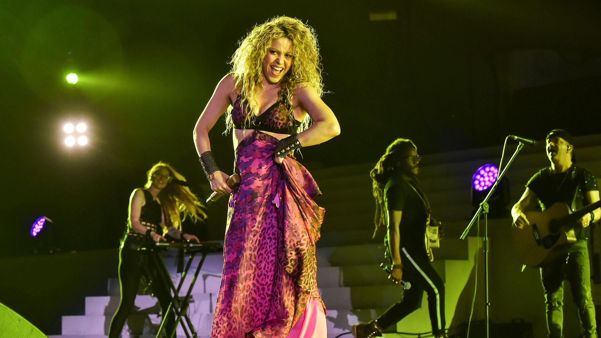 Colombian singer Shakira performs during the opening ceremony of the 2018 Central American and Caribbean Games (CAC) - Credit: AFP via Getty Images