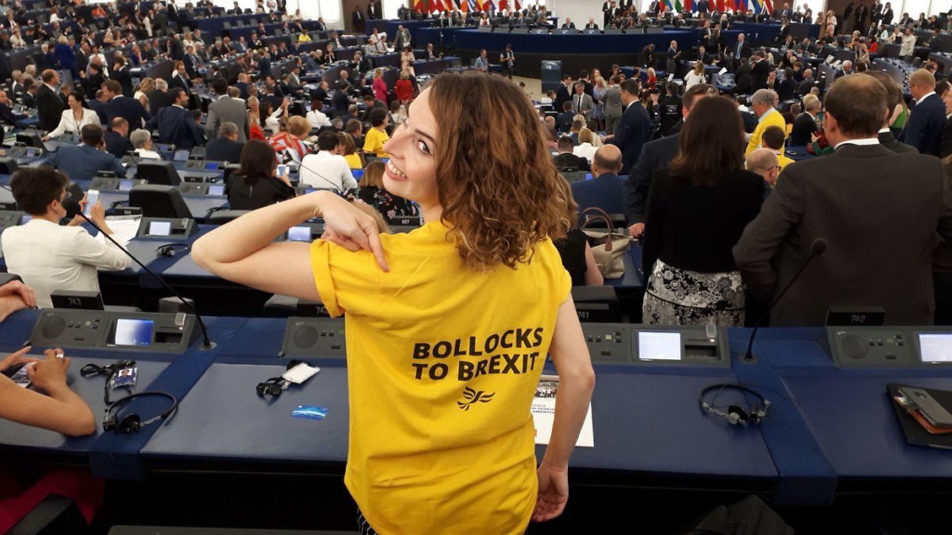 Former Lib Dem MEP Luisa Porritt wears a Bollocks to Brexit t-shirt. - Credit: Twitter