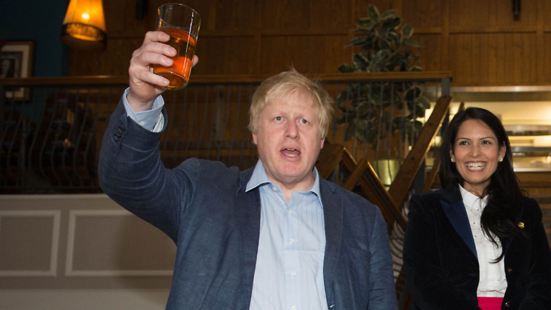JD Weatherspoon boss with Brexiteers Boris Johnson, Priti Patel and Michael Gove. Photograph: Stefan Rousseau/PA. - Credit: PA Archive/PA Images