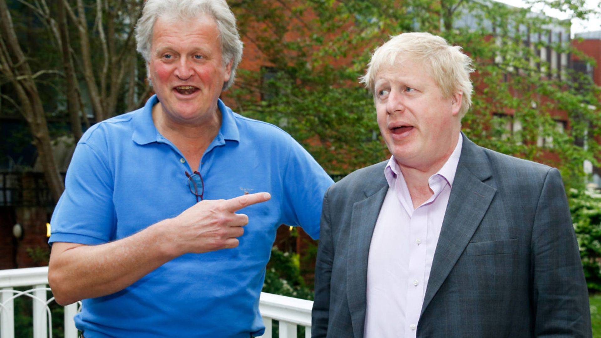 Tim Martin and Boris Johnson at a drinks reception during the EU referendum campaign - Credit: Bloomberg via Getty Images