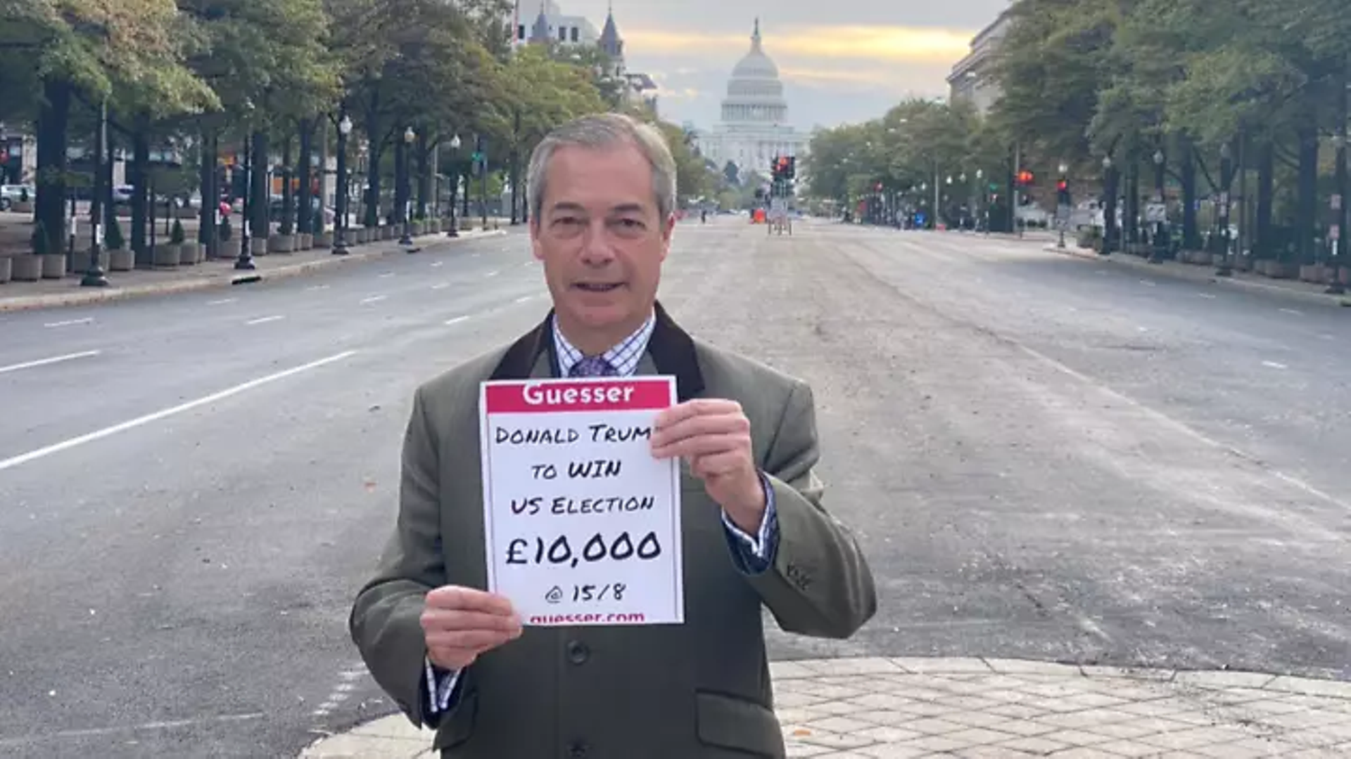 Nigel Farage with his ,000 betting slip - Credit: Twitter