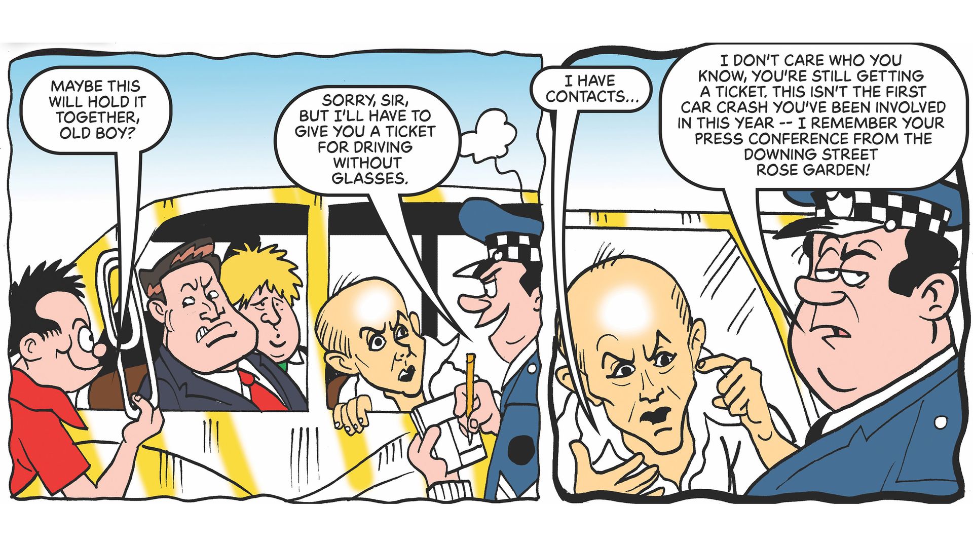 Dominic Cummings and Boris Johnson are mocked in a special edition of the Beano - Credit: PA