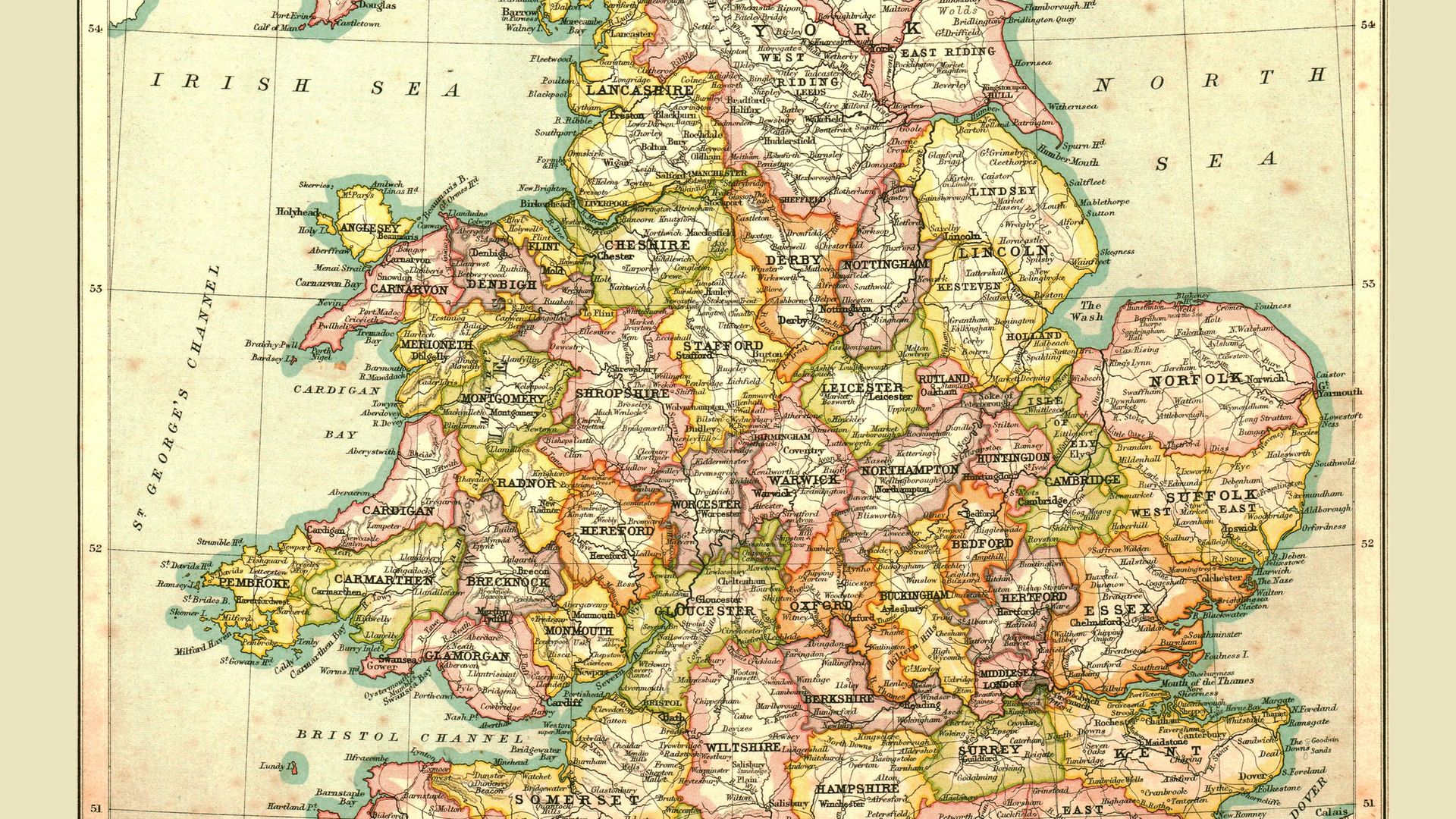 A map of England and Wales from 1902 showing historic counties - Credit: Getty Images