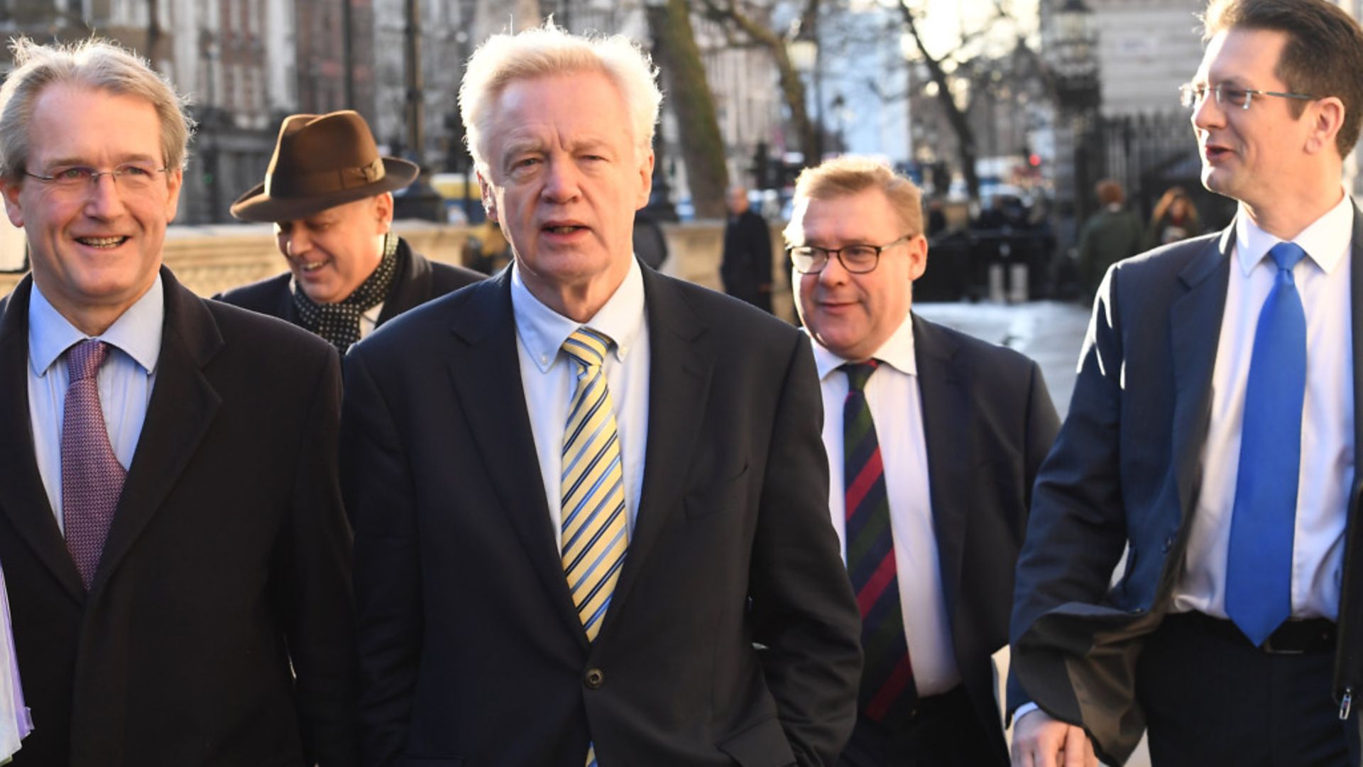 (left to right) ERG members Owen Paterson, Iain Duncan Smith, David Davis, Mark Francois and Steve Baker in Whitehall - Credit: PA Archive/PA Images