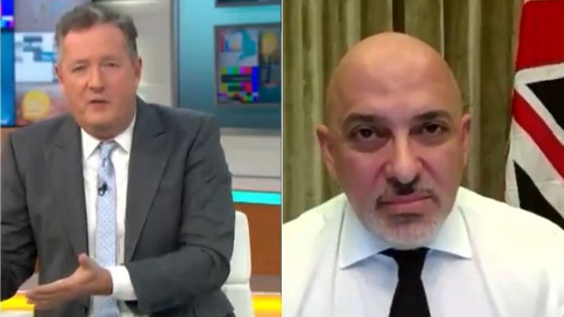 Nadhim Zahawi is challenged by Piers Morgan on Good Morning Britain - Credit: ITV