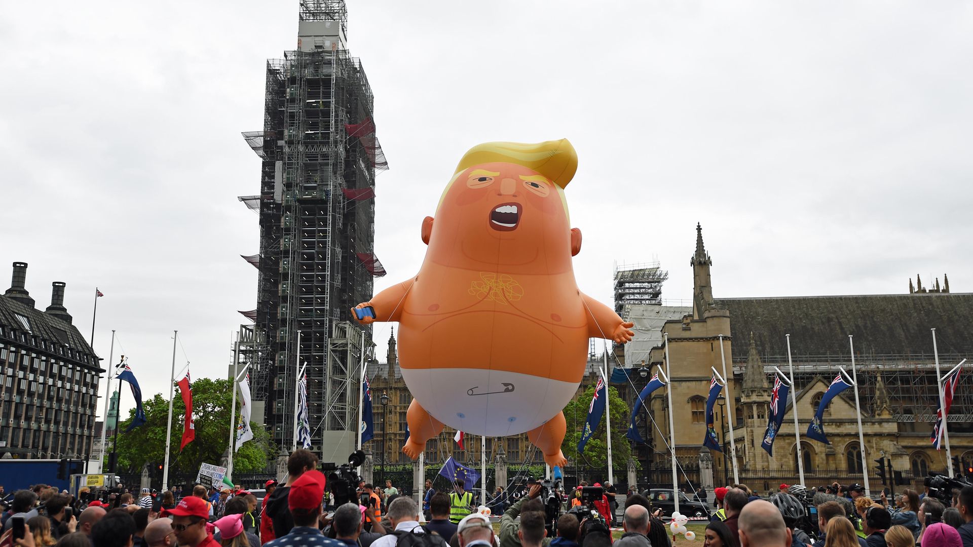 The Donald Trump baby blimp set up in Parliament Square, London, which has been "consigned to history" at the Museum of London. - Credit: PA