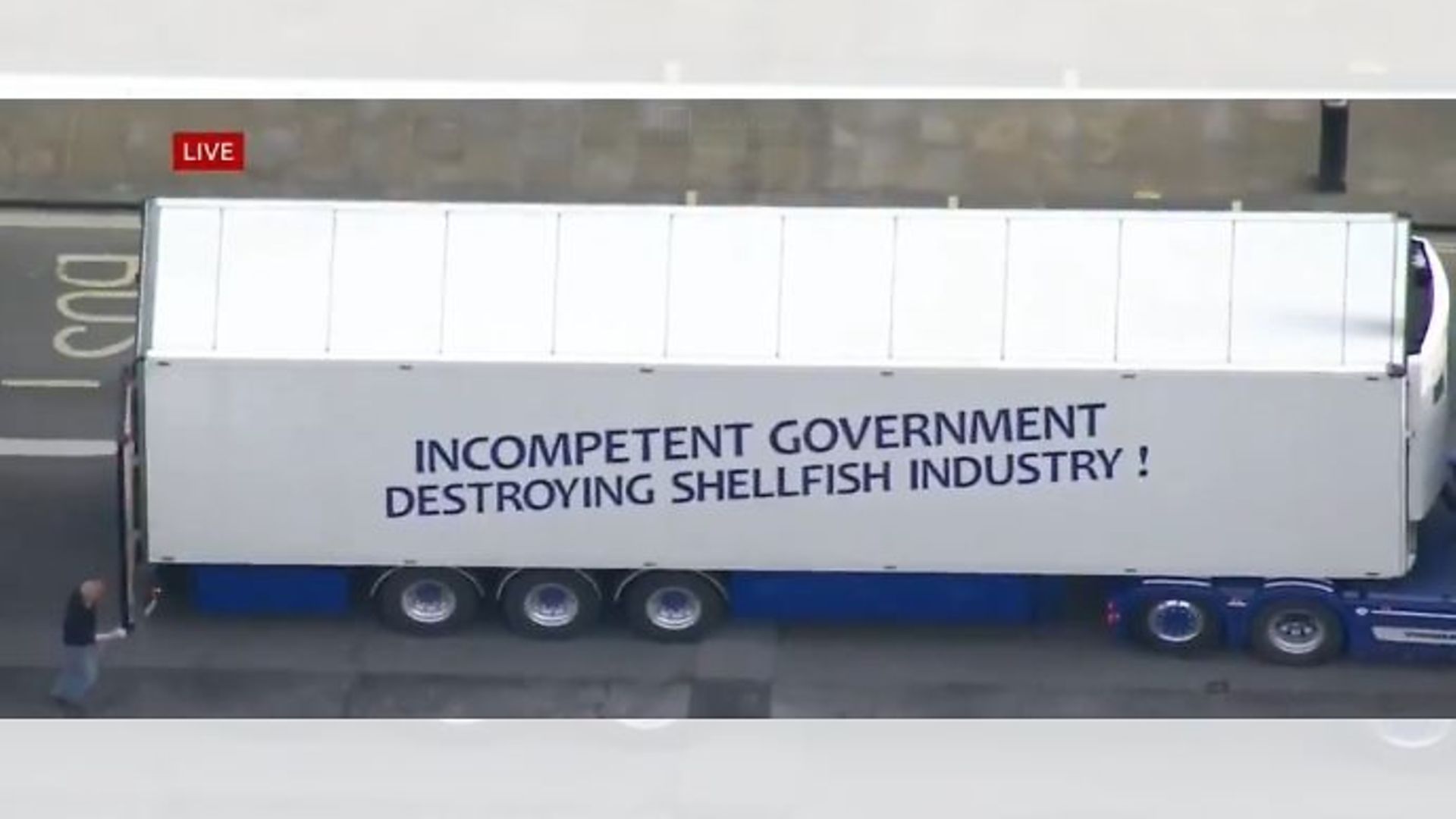 One of the lorries protesting on the roads near Downing Street - Credit: BBC