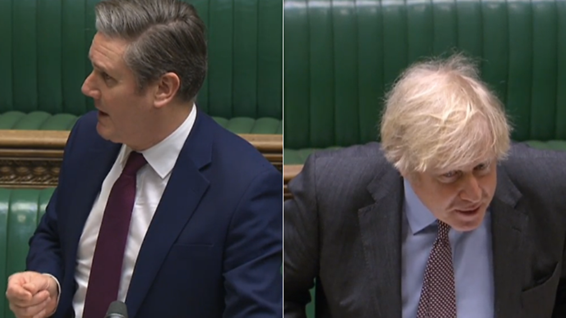 Sir Keir Starmer (L) and Boris Johnson during Prime Minister's Questions - Credit: Parliamentlive.tv