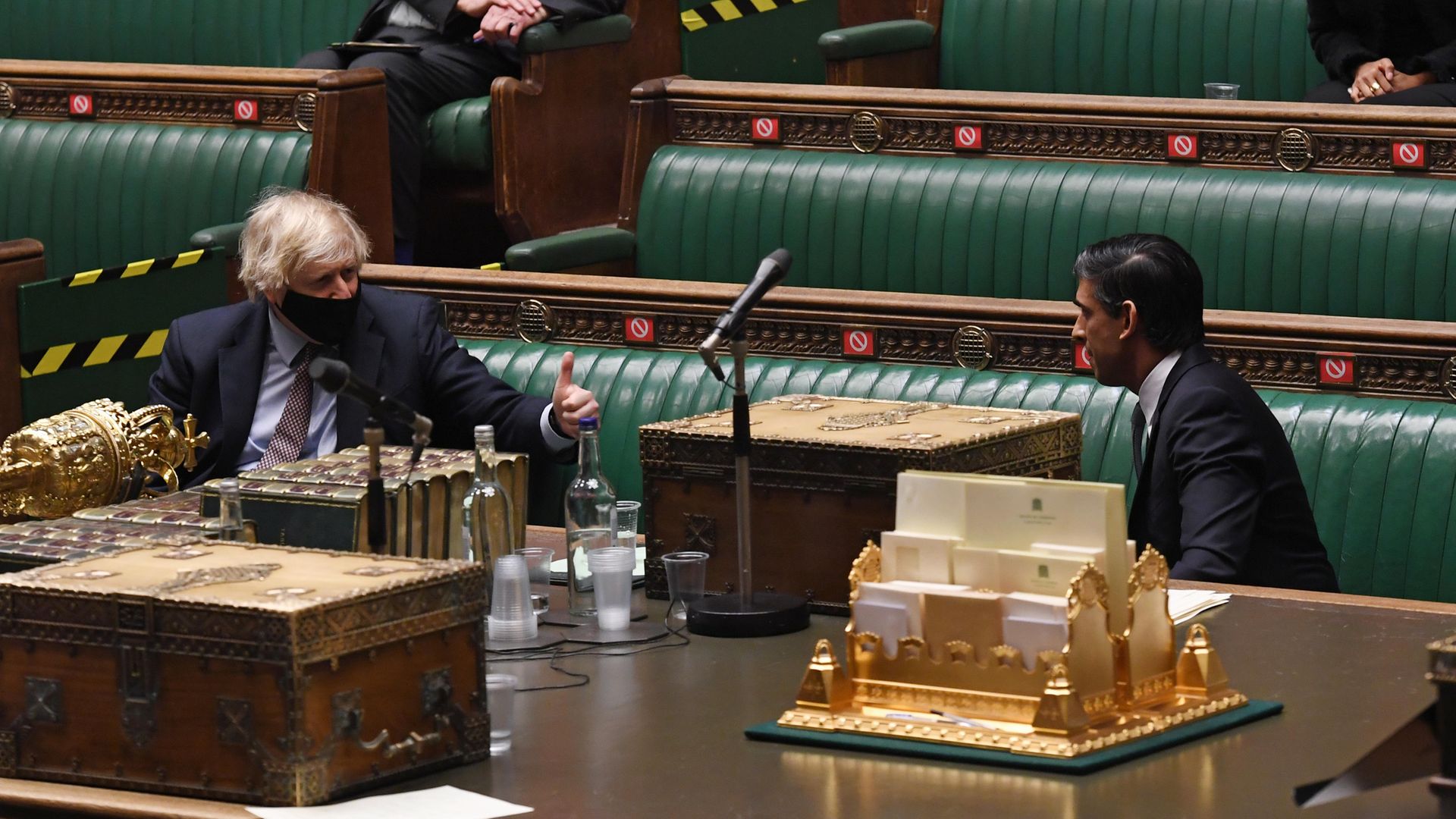 Boris Johnson with Chancellor of the Exchequer Rishi Sunak after he delivered his Budget to the House of Commons - Credit: PA