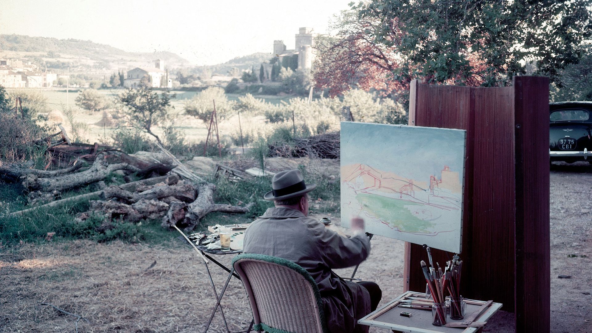 Winston Churchill painting on a visit to the south of France - Credit: The LIFE Picture Collection via