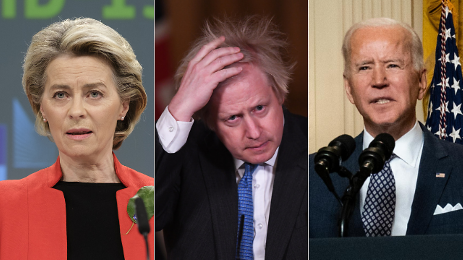 Ursula von der Leyen, Boris Johnson and Joe Biden - Credit: Getty Images/PA