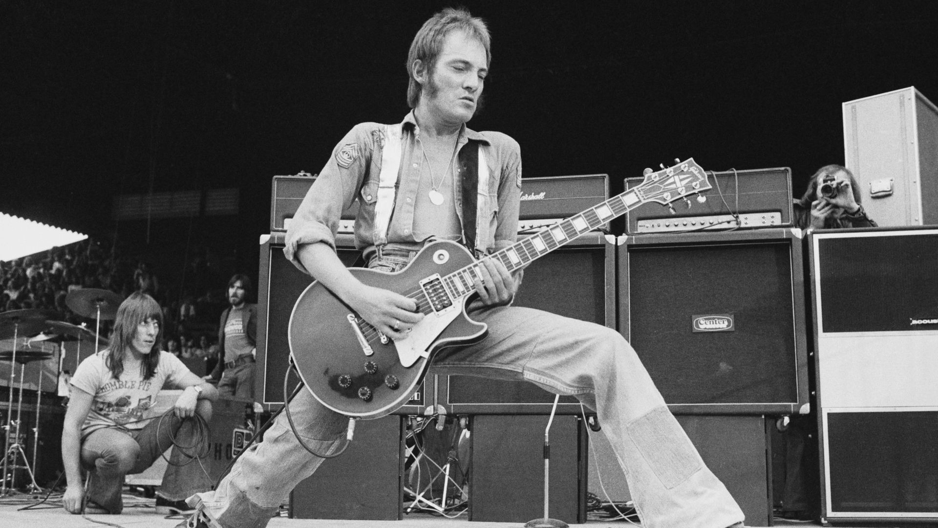 Steve Marriott, with Humble Pie, at the Summer of '74 festival, held at Charlton Athletic's football ground, the Valley - Credit: Getty Images