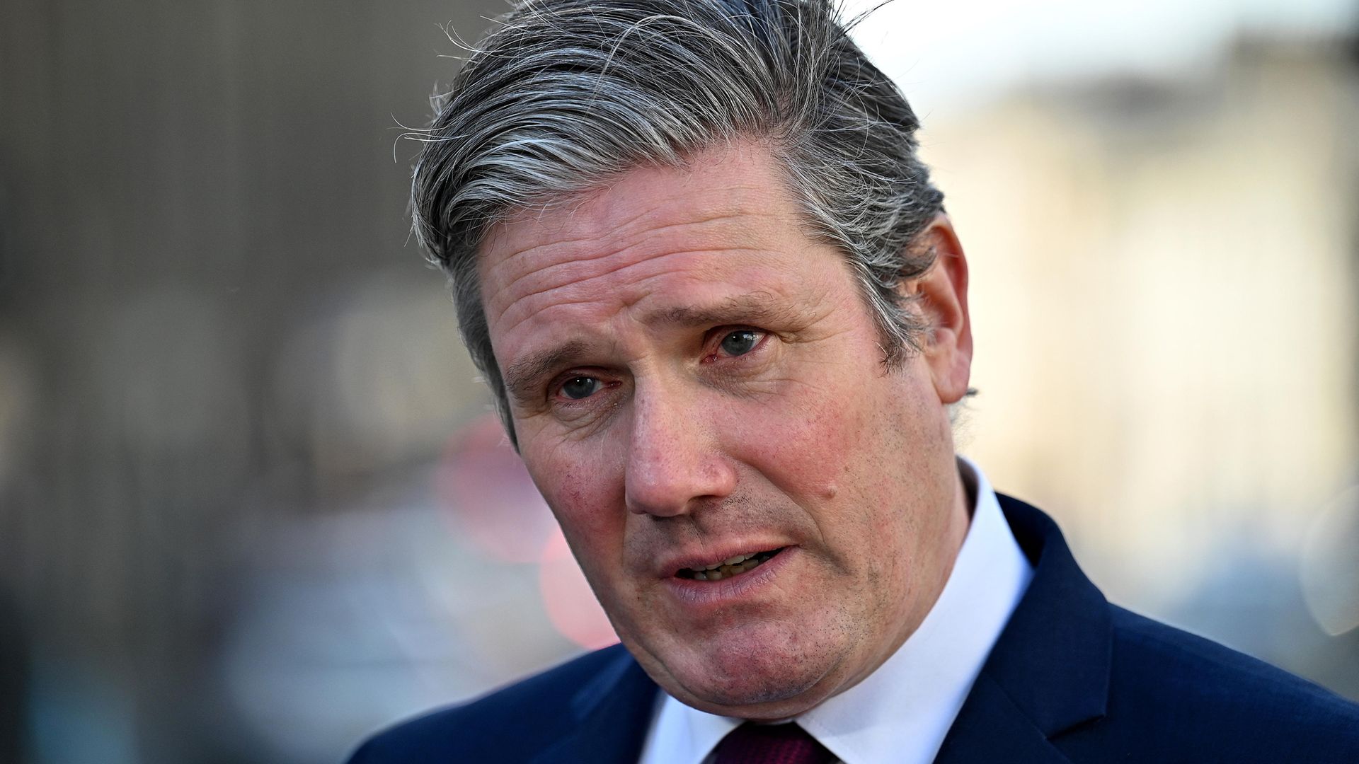 Labour leader Keir Starmer gives media interviews outside a vaccine centre at the EICC in Edinburgh, Scotland - Credit: PA
