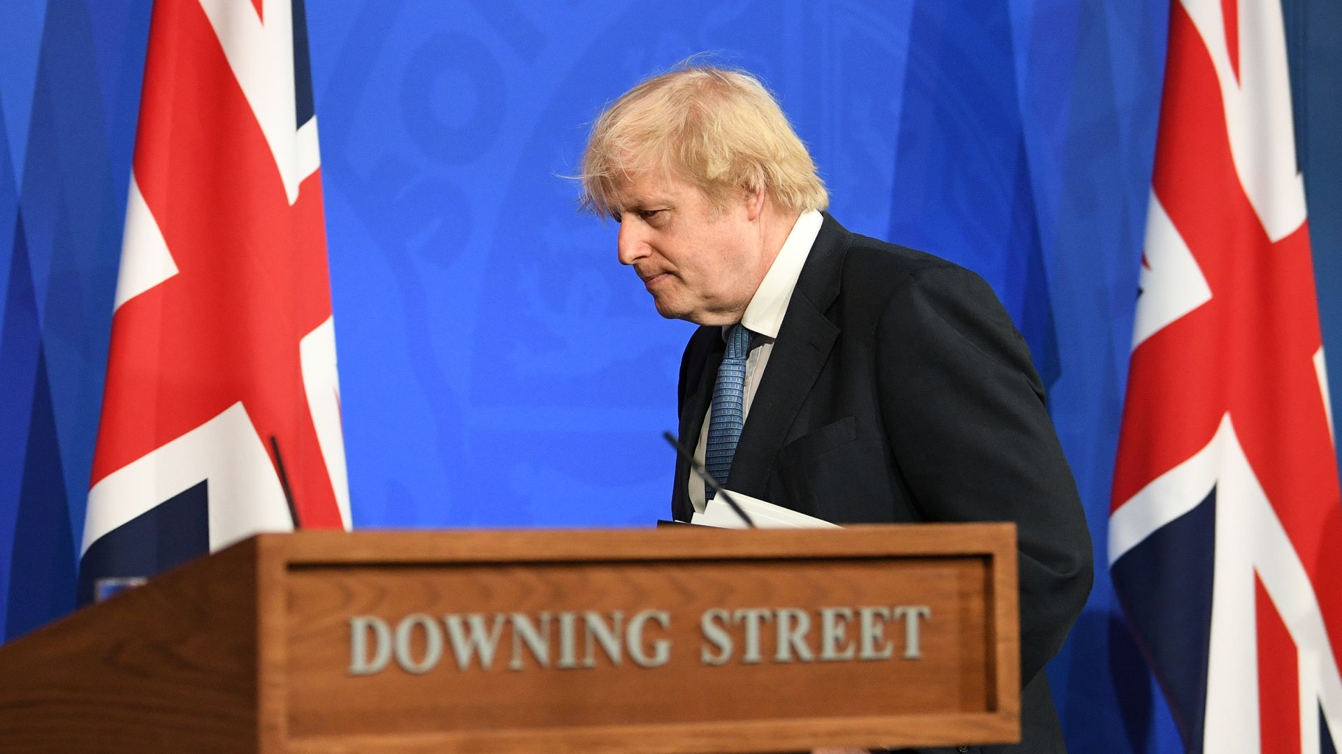Prime minister Boris Johnson at a Downing Street briefing - Credit: PA