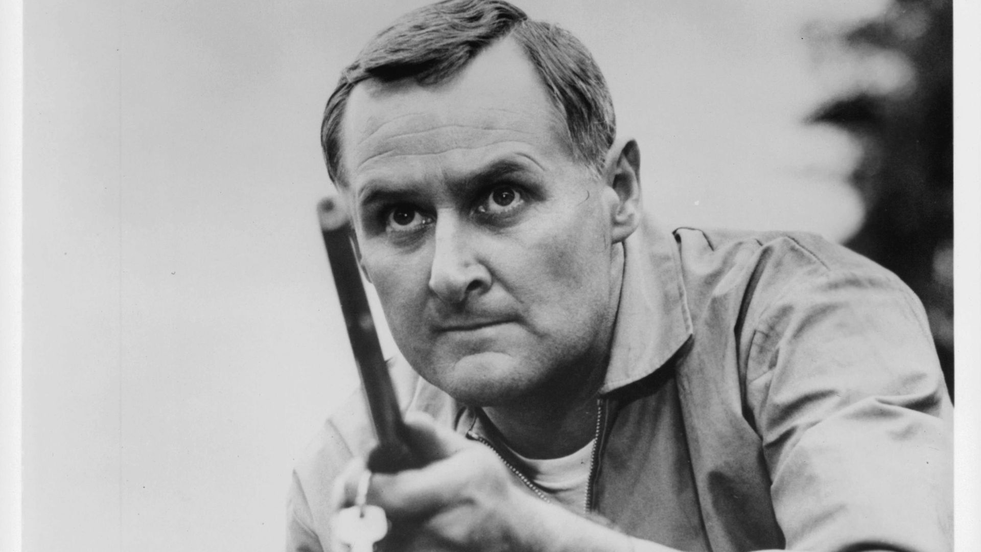 Peter Vaughan aiming gun in a scene from the 1965 film Fanatic, released in the US as Die! Die! My Darling! - Credit: Getty Images