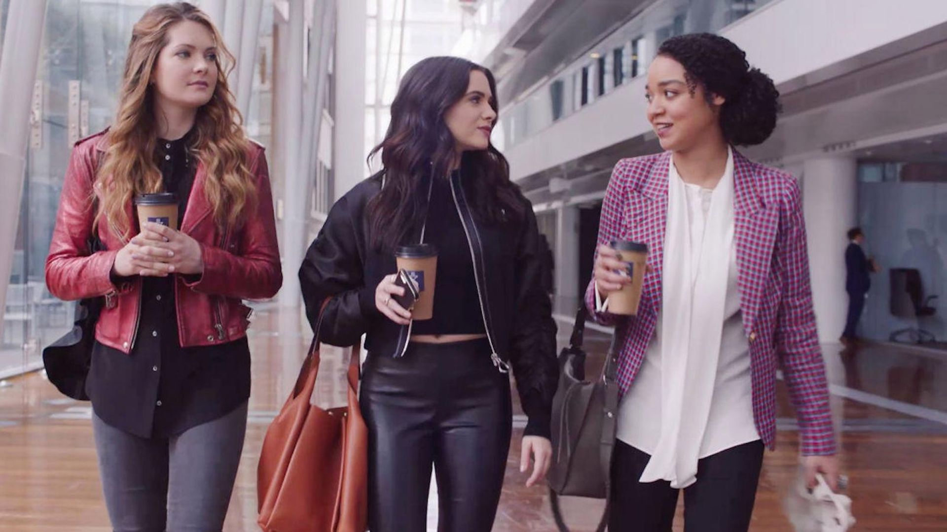 Meghann Fahy, Katie Stevens and Aisha Dee in The Bold Type - Credit: Freeform