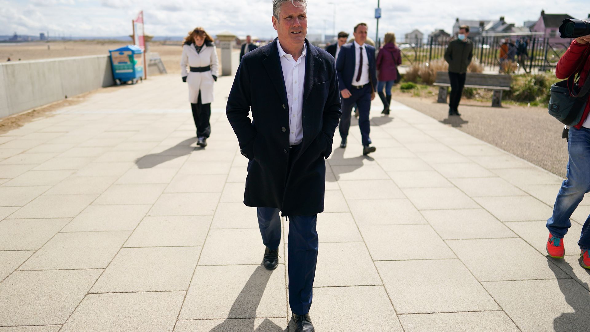 Labour leader Keir Starmer on a walkabout as they visit Seaton Carew seafront while on the election campaign trail - Credit: PA