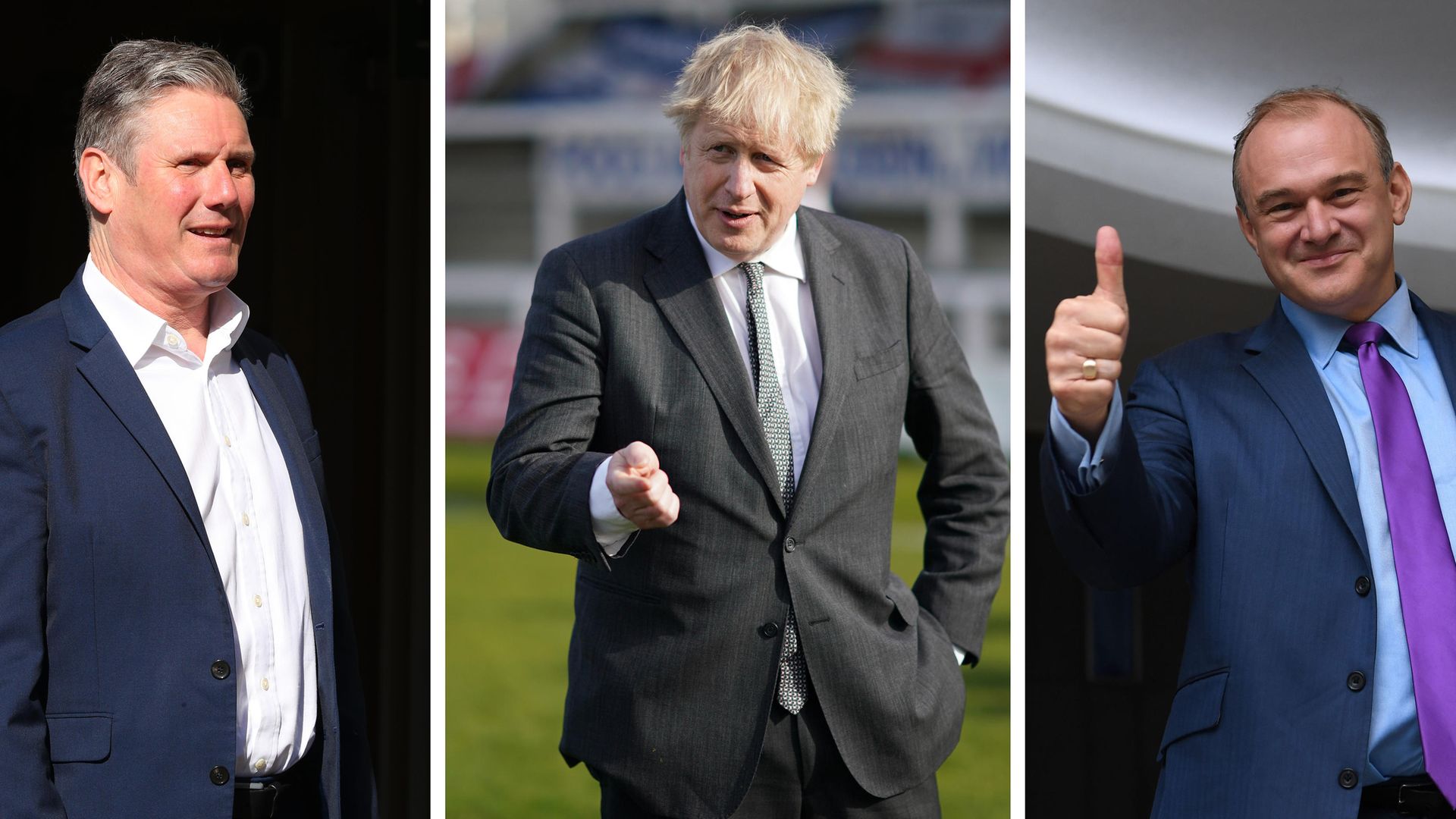 Labour leader Sir Keir Starmer, Prime Minister and Conservative leader Boris Johnson and Liberal Democrat leader Sir Ed Davey. Local elections are taking place across England, as well as parliamentary elections in Scotland and Wales, on Thursday - Credit: PA