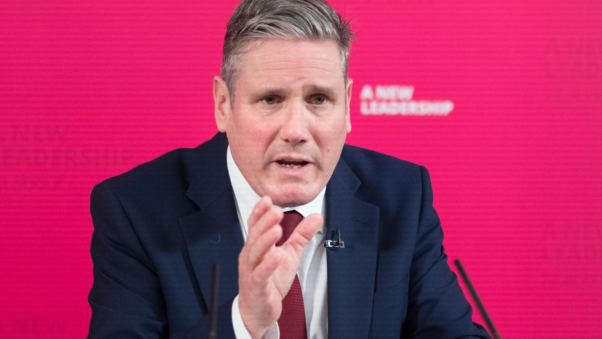Labour leader Sir Keir Starmer delivers a virtual speech. Photo: PA Images.