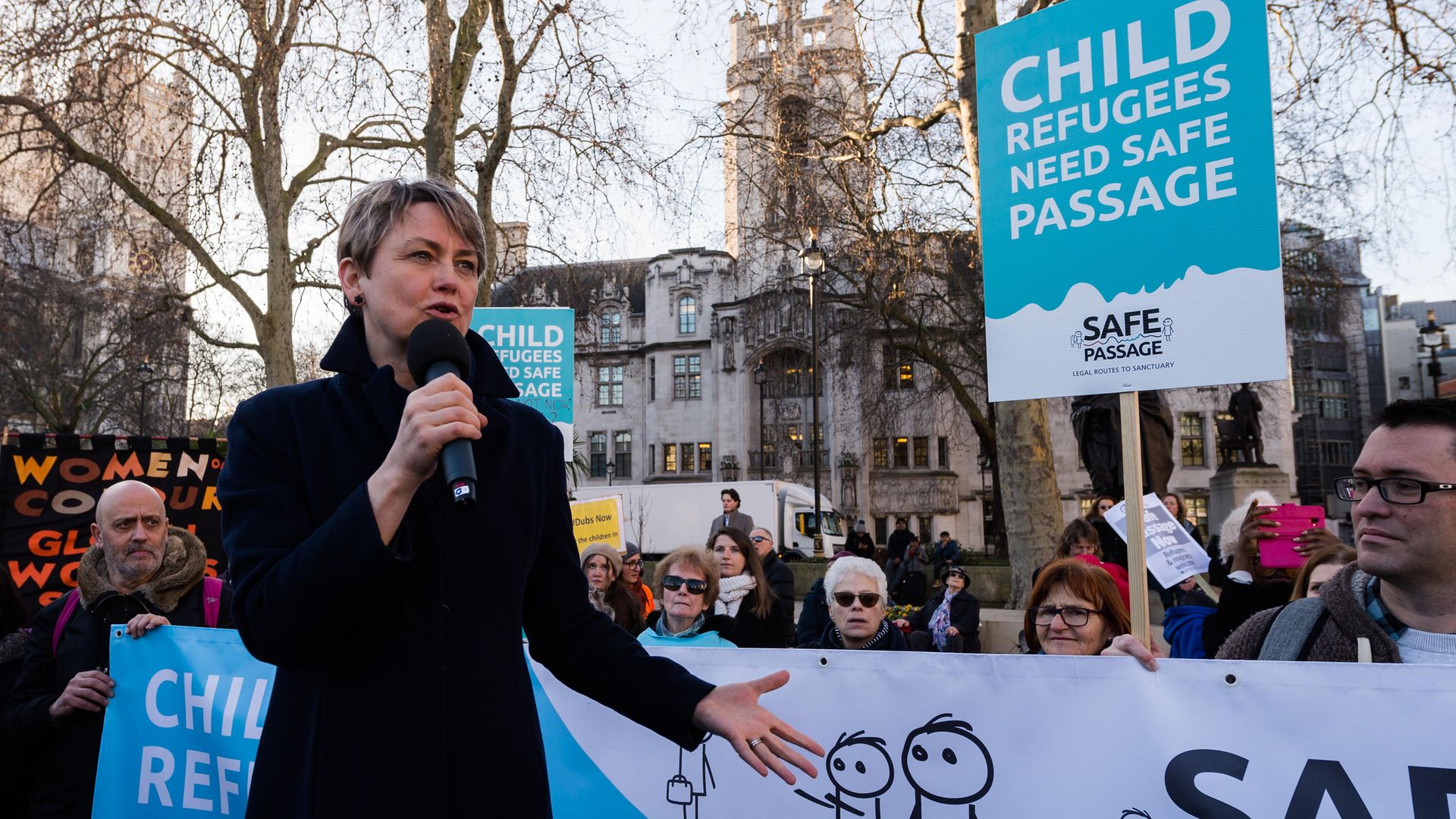 Labour MP Yvette Cooper takes part in a rally in Parliament Square - Credit: NurPhoto via Getty Images