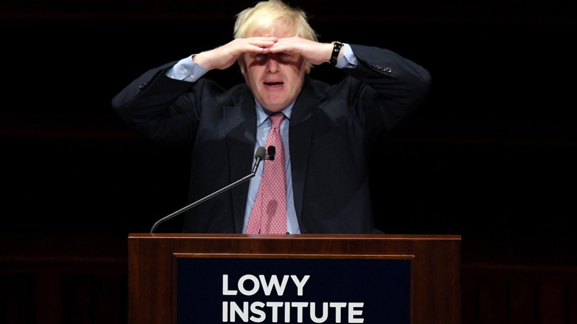 Foreign Secretary Boris Johnson delivers the Lowy Lecture, at Sydney Town Hall - Credit: AAP/PA Images