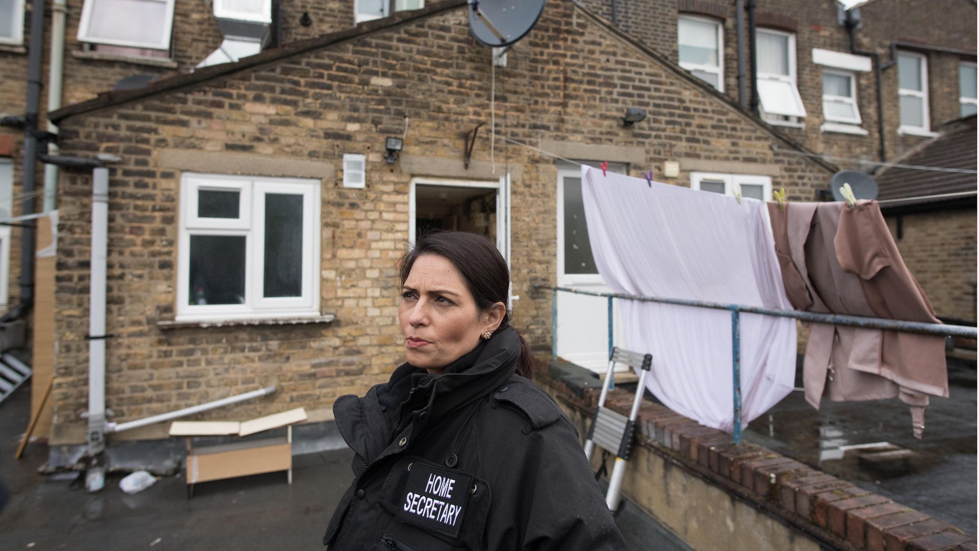 Home secretary Priti Patel during a National Crime Agency operation in east London, May 19, 2021 - Credit: Stefan Rousseau/PA Wire/PA Images