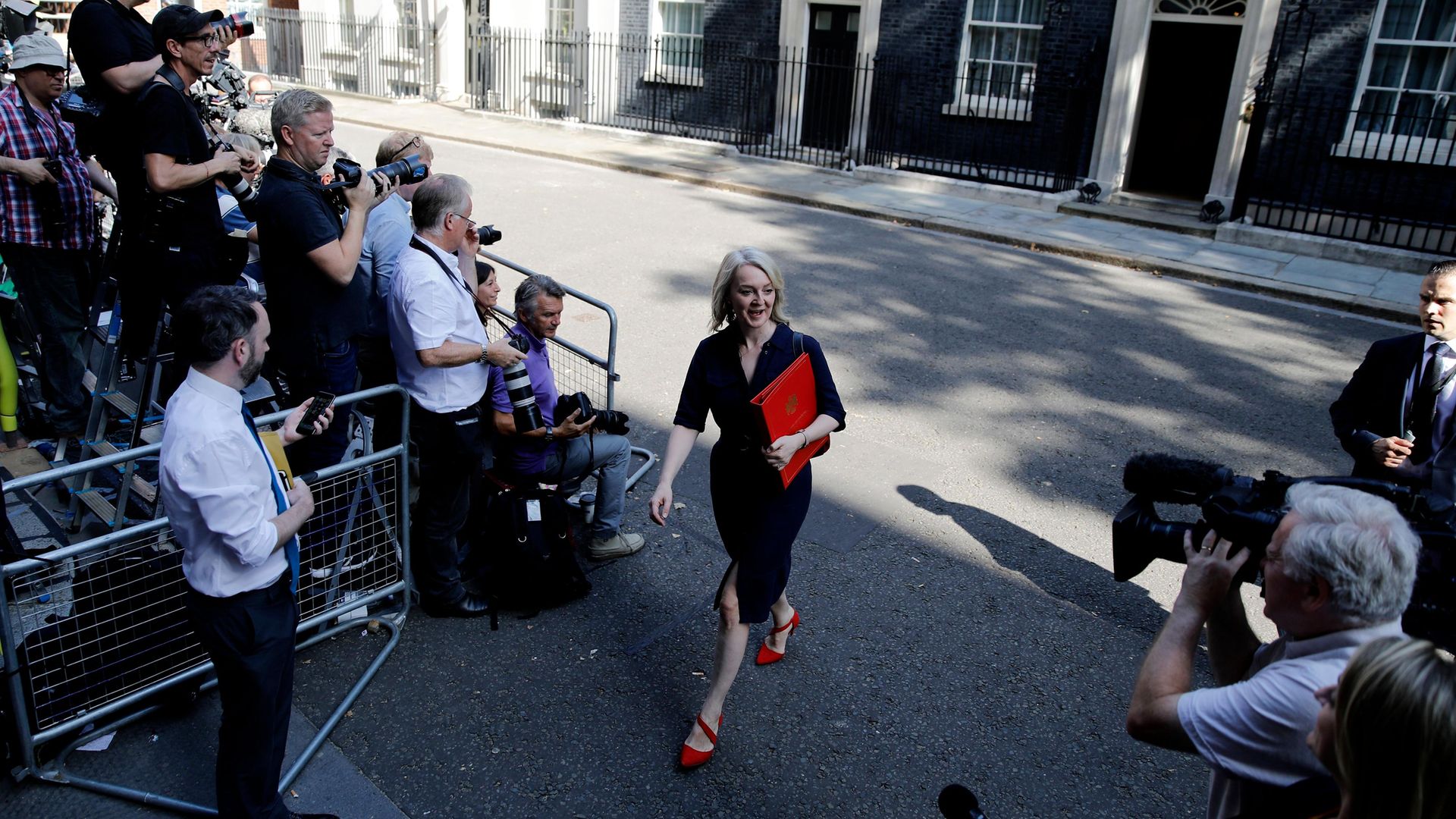 Liz Truss leaves 10 Downing street after a cabinet meeting. Photo: AFP via Getty Images