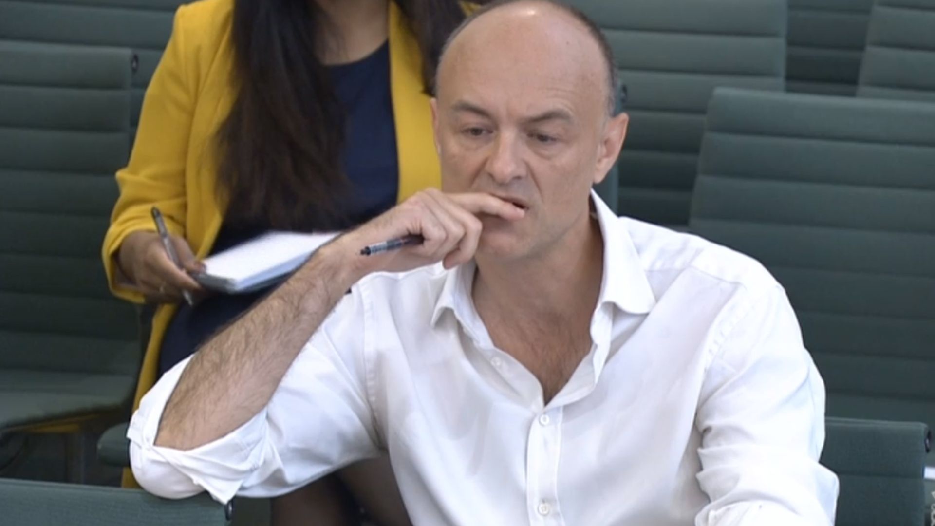 Dominic Cummings, former chief adviser to prime minister Boris Johnson, giving evidence to a joint inquiry of the Commons Health and Social Care and Science and Technology Committees on the subject of coronavirus - Credit: PA