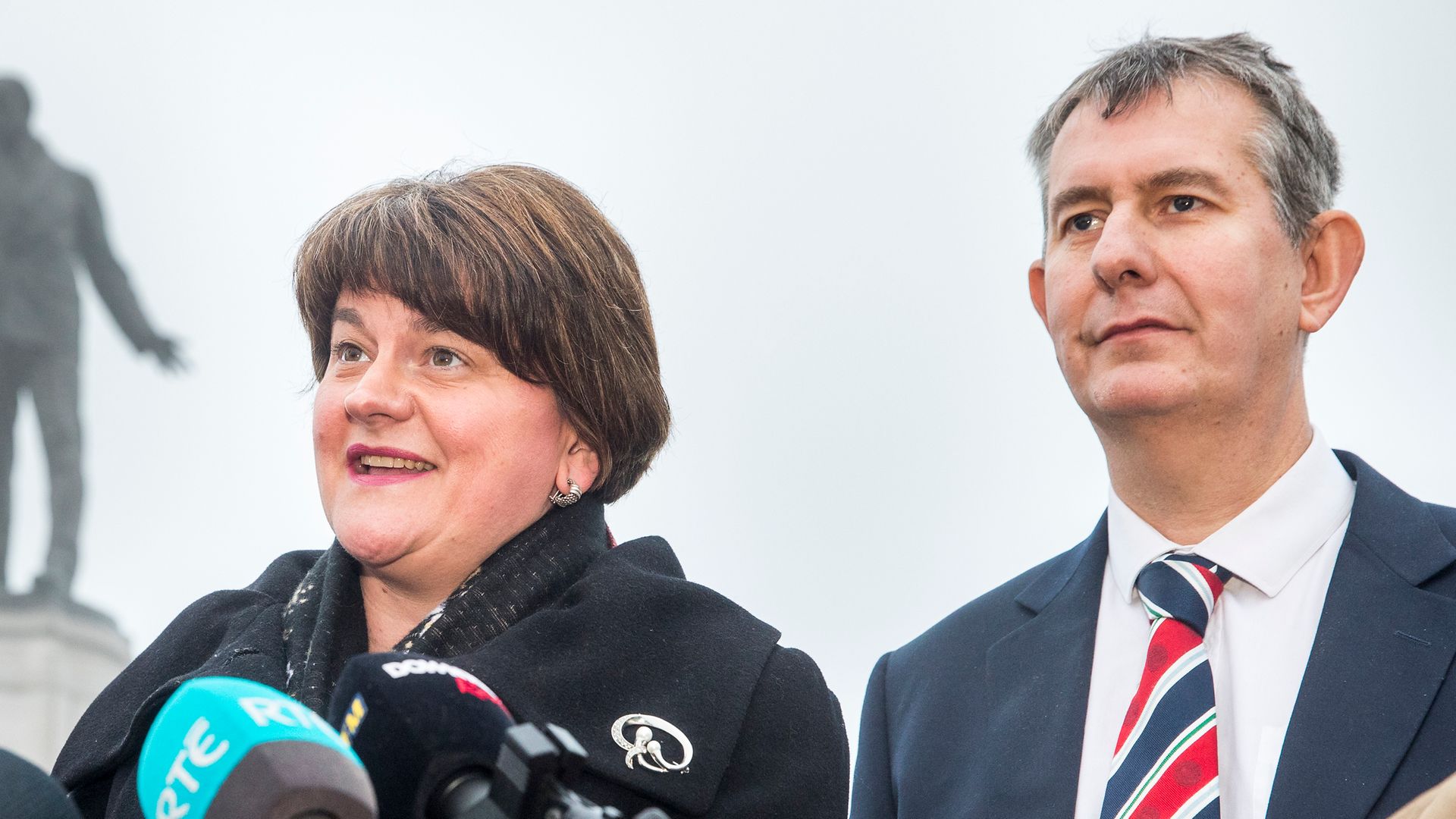 DUP outgoing leader Arlene Foster and incoming leader Edwin Poots - Credit: PA