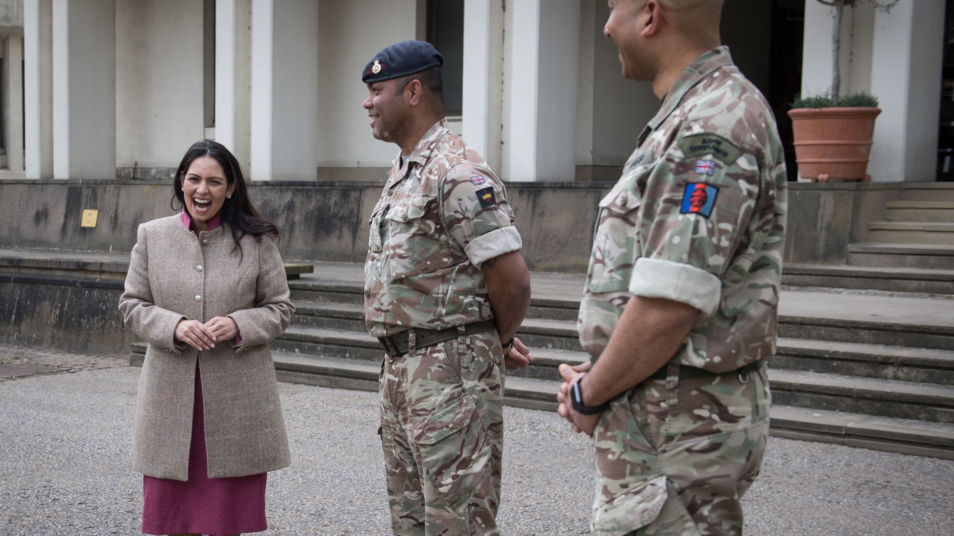 Home secretary Priti Patel during a visit to Wellington Barracks to meet service personnel - Credit: PA