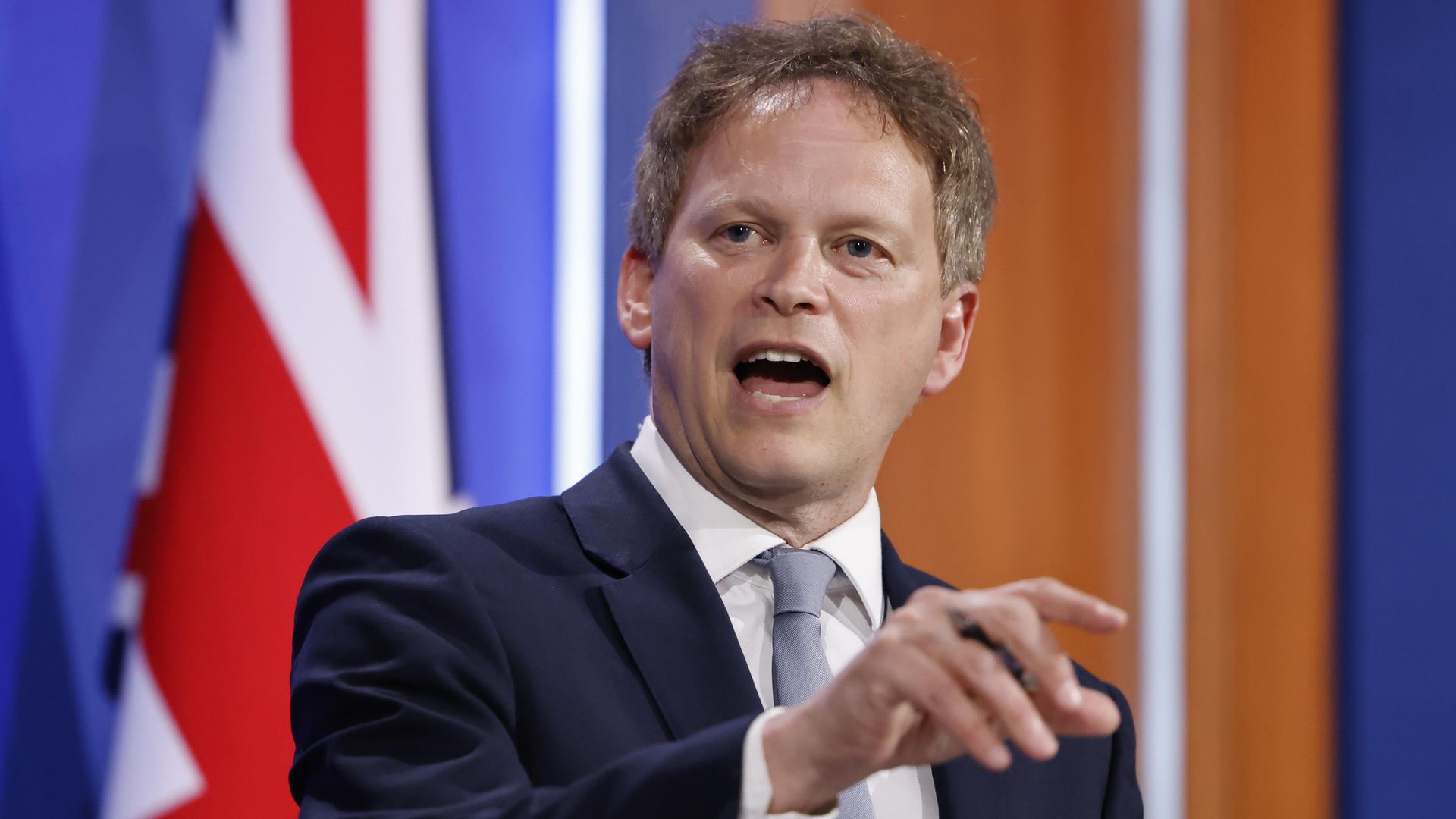 Transport secretary Grant Shapps during a media briefing in Downing Street, London - Credit: PA