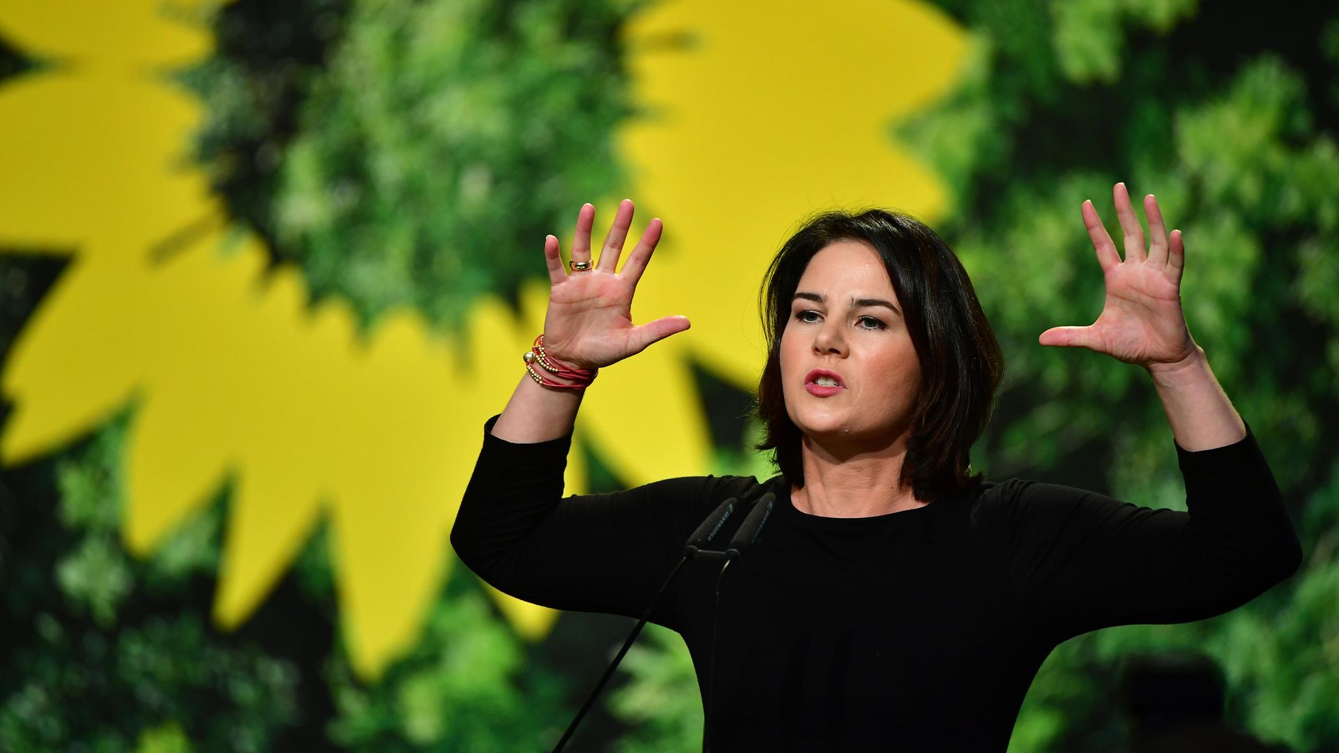 Annalena Baerbock delivers a speech at Germany's Green Party conference in 2019 - Credit: Getty Images