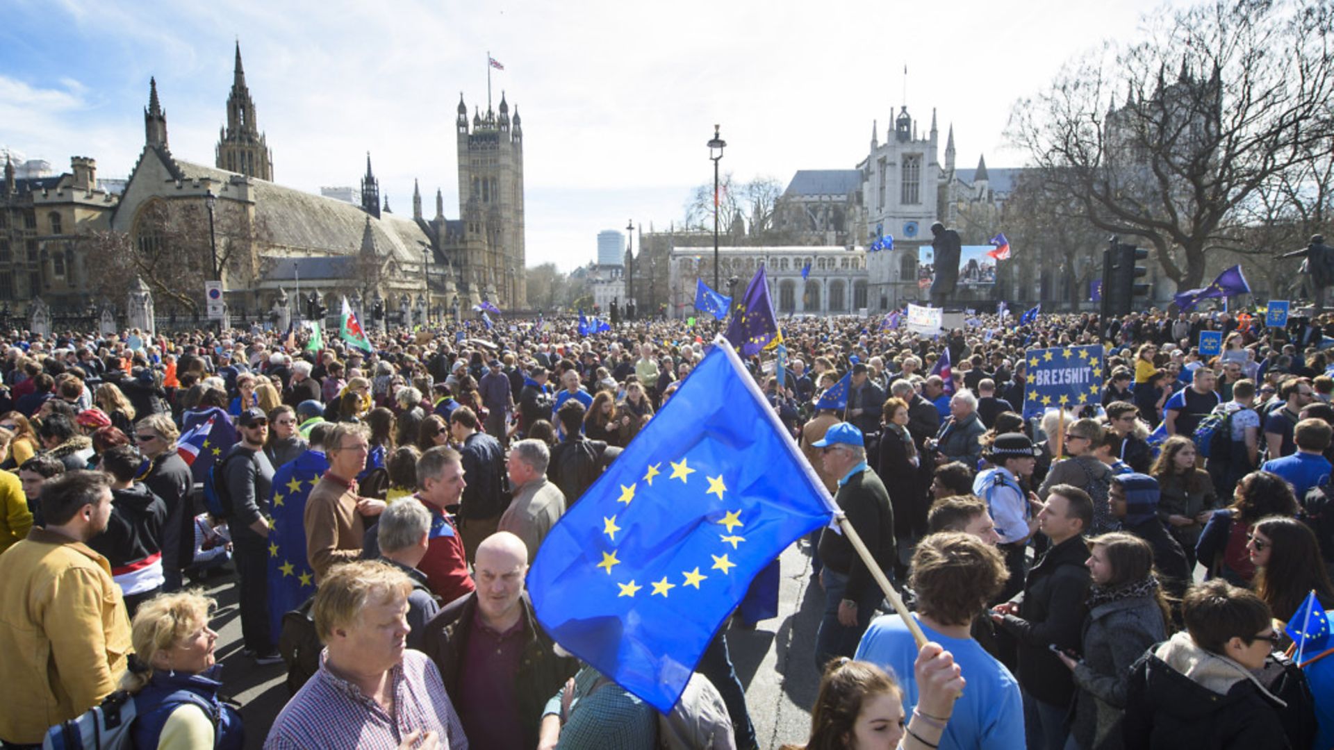 Remainers at a March for Europe event after the EU referendum result - Credit: Empics Entertainment