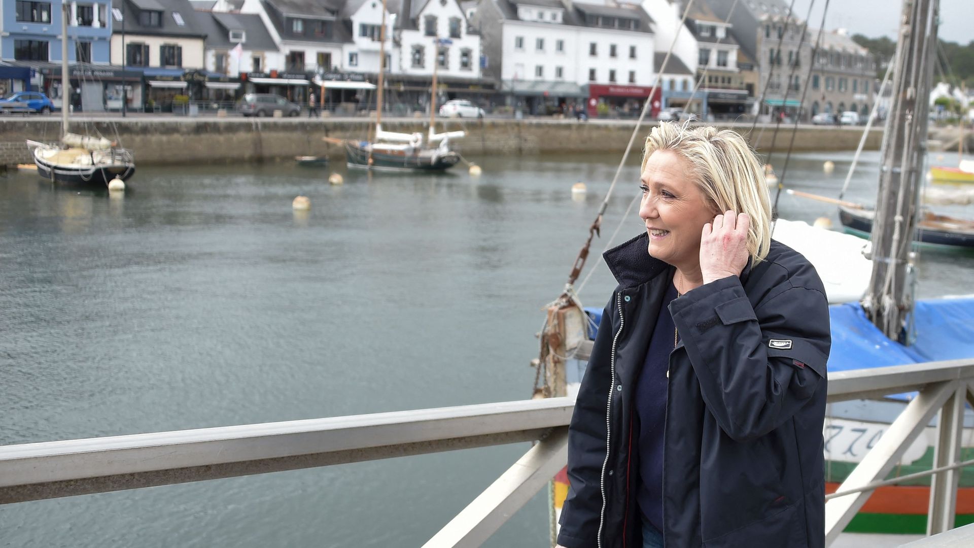 Marine Le Pen in La Trinite-sur-Mer during campaigning for Brittany's recent regional elections - Credit: AFP via Getty Images