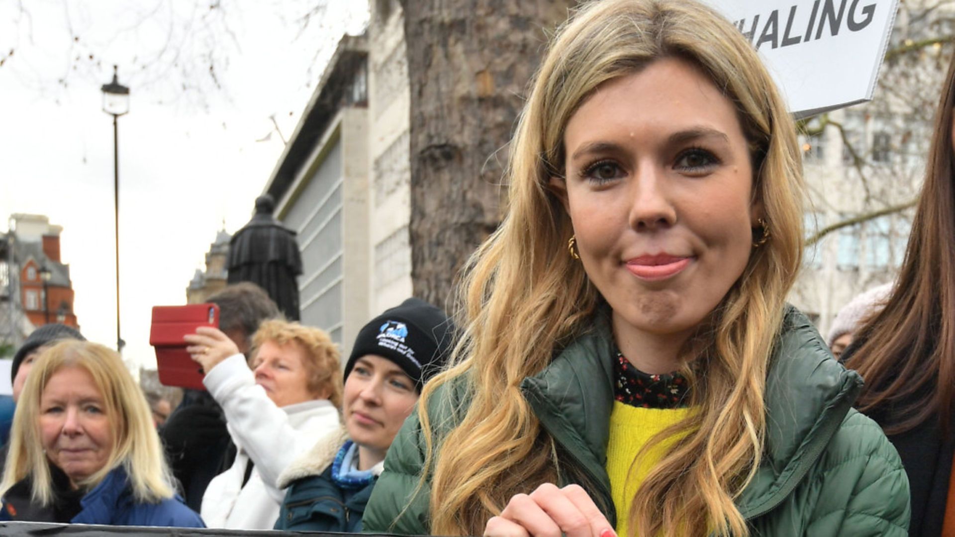 Carrie Johnson, the PM's conservationist wife, during an anti-whaling protest outside the Japanese Embassy in central London. PA Wire/PA Images - Credit: PA Wire/PA Images