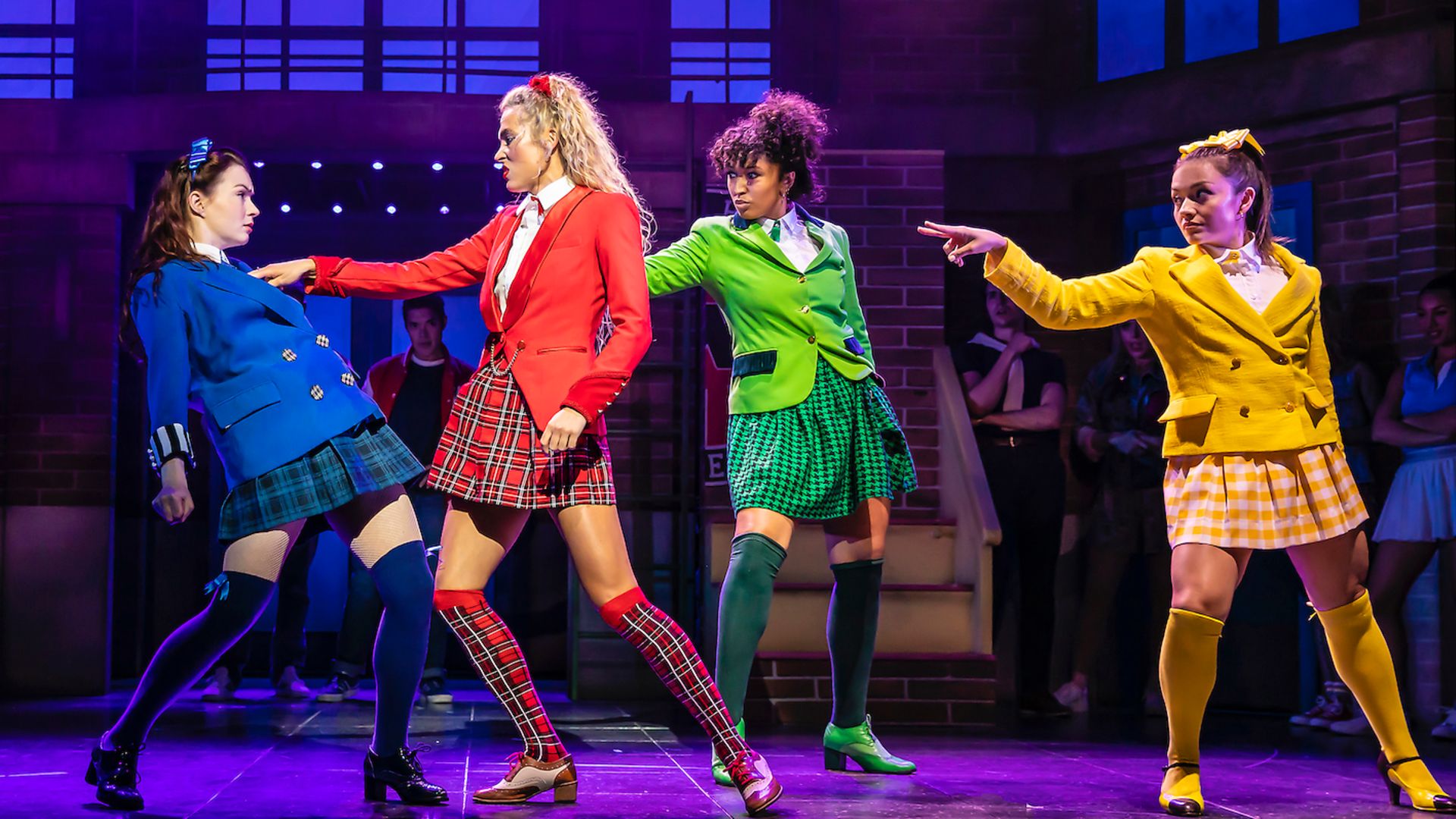 From left: Christina Bennington, Jodie Steele, Bobbie Little and Frances Mayli McCann in Heathers The Musical - Credit: Pamela Raith