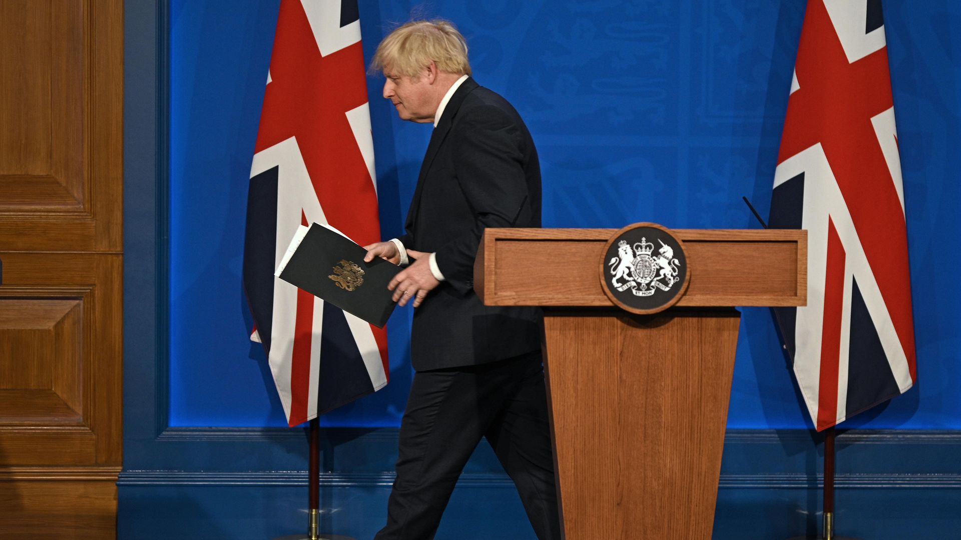 Prime Minister Boris Johnson during a media briefing in Downing Street - Credit: PA