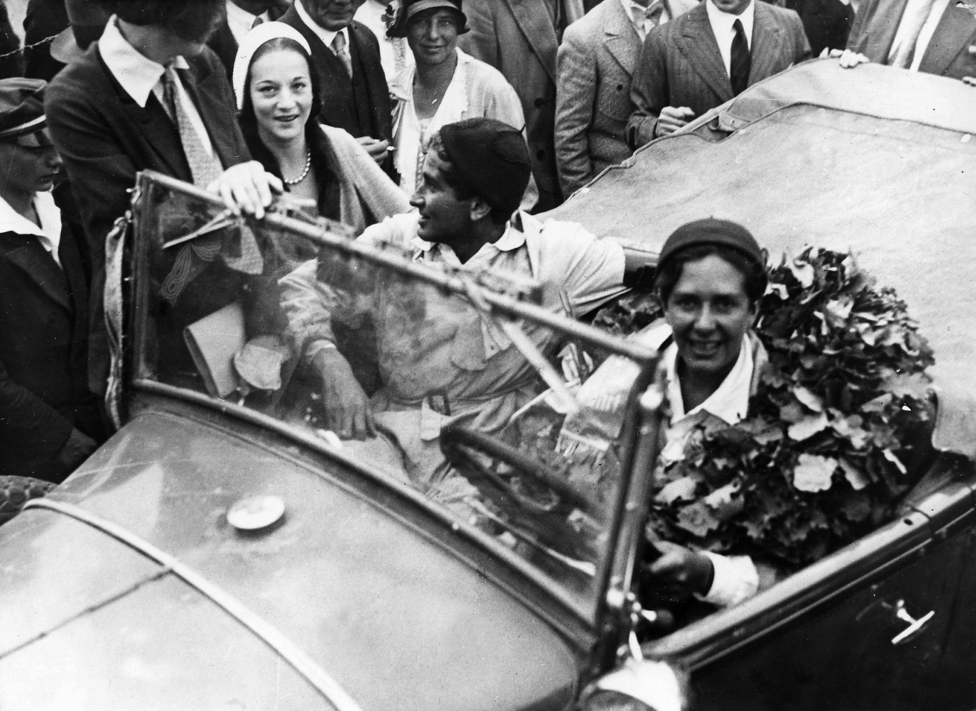 Erika Mann behind the wheel, with codriver Ricki Hallgarten, after finishing
a 1,000km race in Rome, in 1931. Credit: ullstein bild via Getty Images