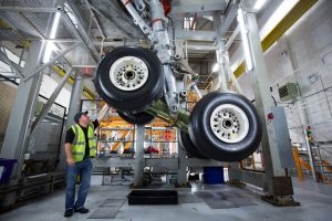 Landing gear is tested at Airbus’ site at Filton, Bristol. Photo: Matt Cardy/Getty Images.