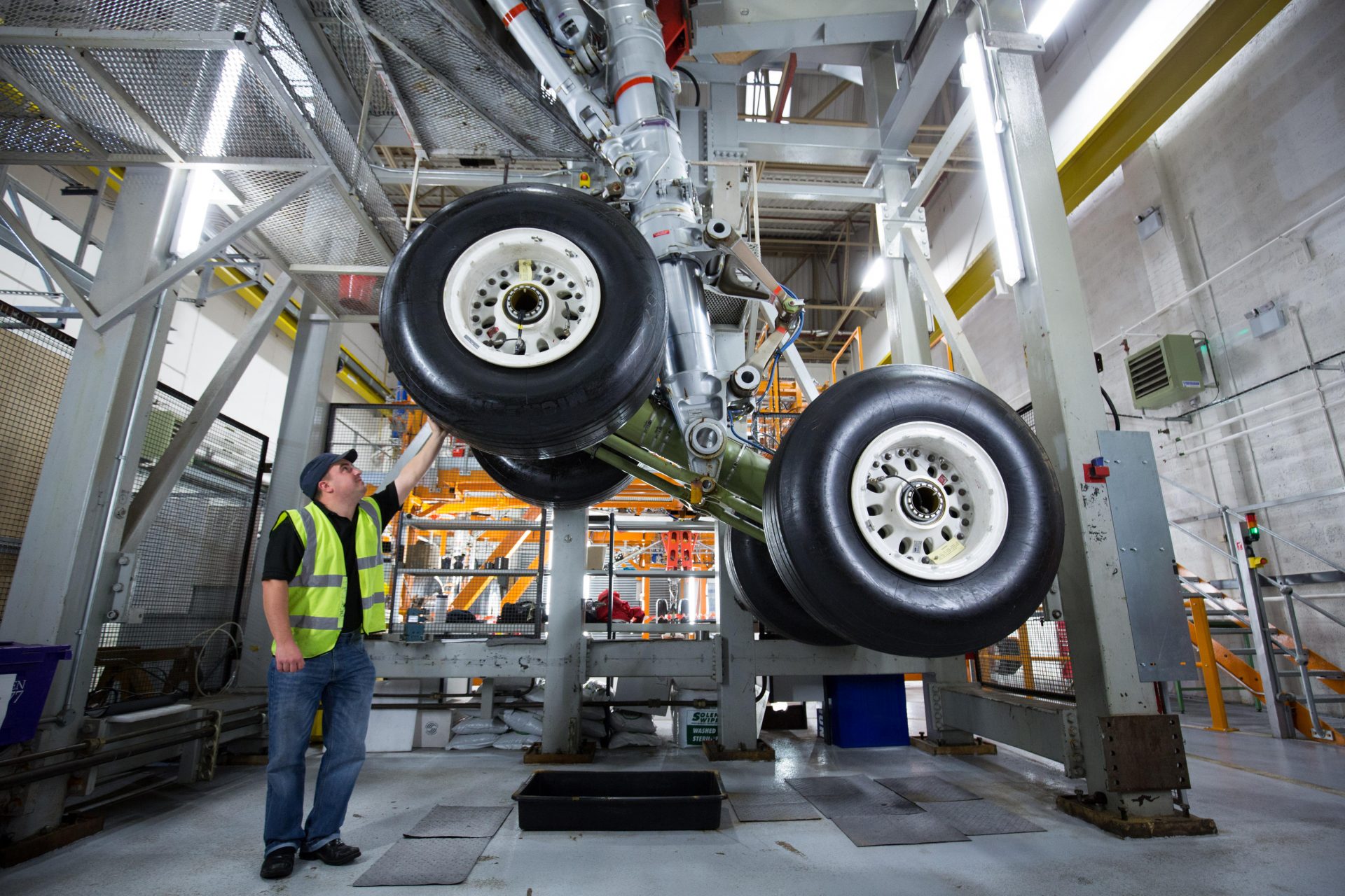 Landing gear is tested at Airbus’ site at Filton, Bristol. Photo: Matt Cardy/Getty Images.