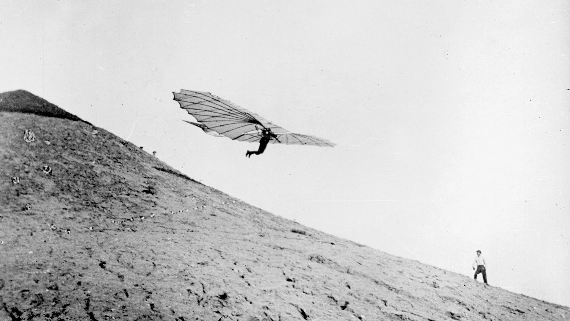 Otto Lilienthal airborne on one of his contraptions - Credit: Roger Viollet via Getty Images
